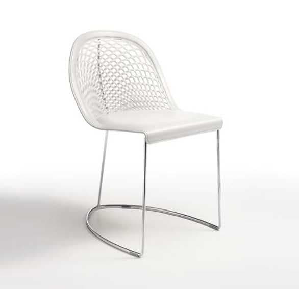 Midj Guapa Leather White Upholstered Side Dining Chair