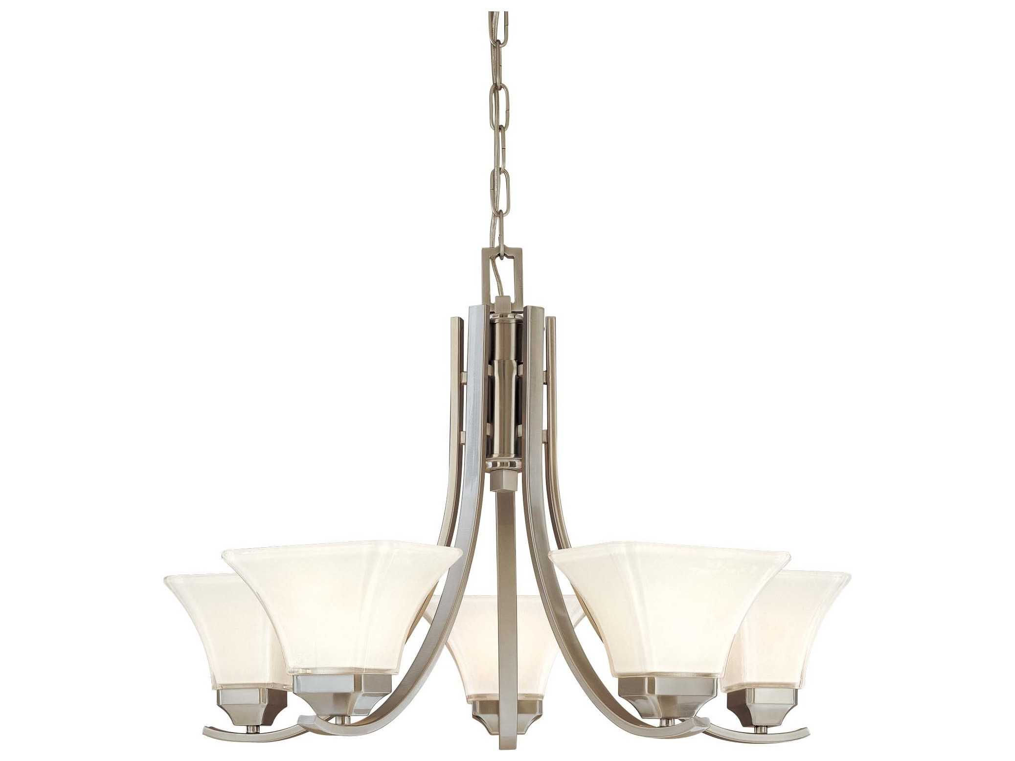 Minka Lavery Agilis 5-Light Brushed Nickel Glass Empire Chandelier