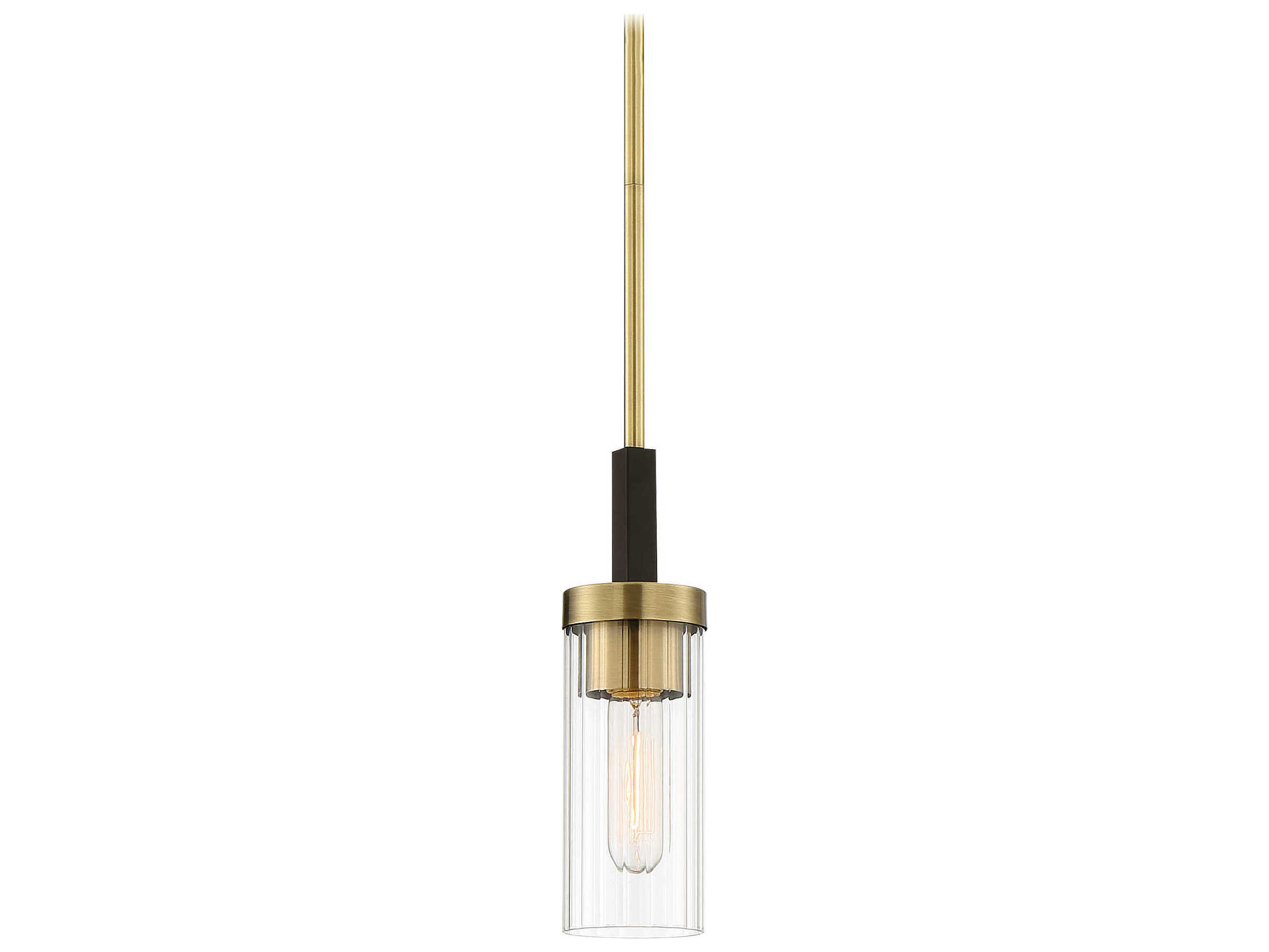 Minka Lavery Ainsley Court 1-Light Aged Kinston Bronze Brushed Brass Glass Cylinder Linear Mini Pendant