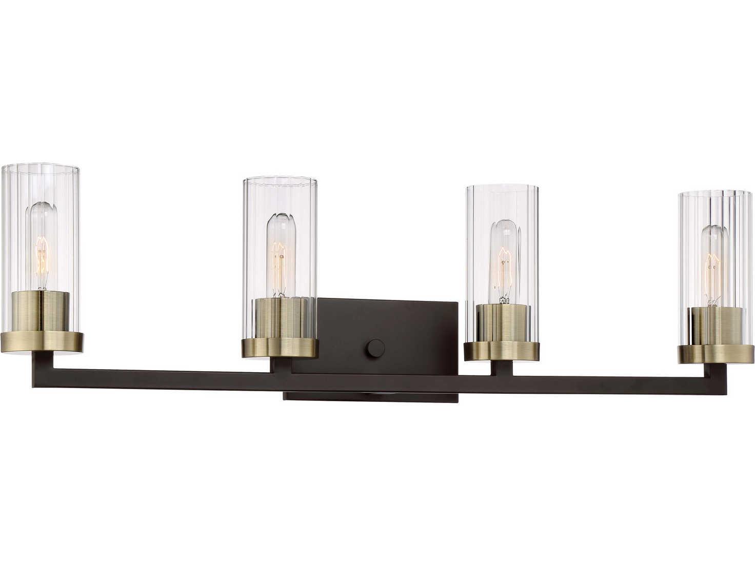 Minka Lavery Ainsley Court 4-Light Aged Kinston Bronze With Brushed Glass Vanity Light