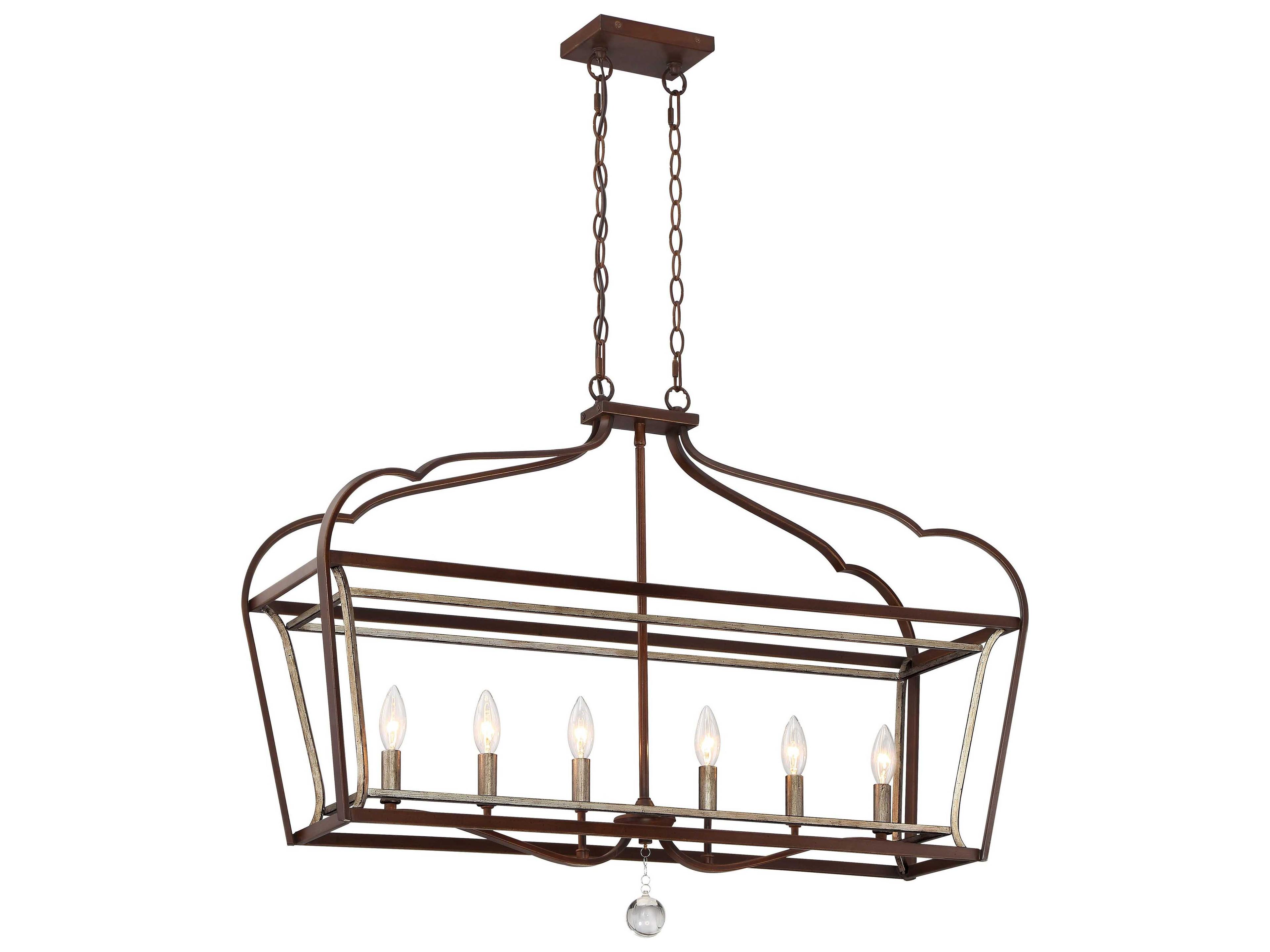 Minka Lavery Astrapia 6-Light Dark Rubbed Sienna With Aged Silver Brown Island Pendant