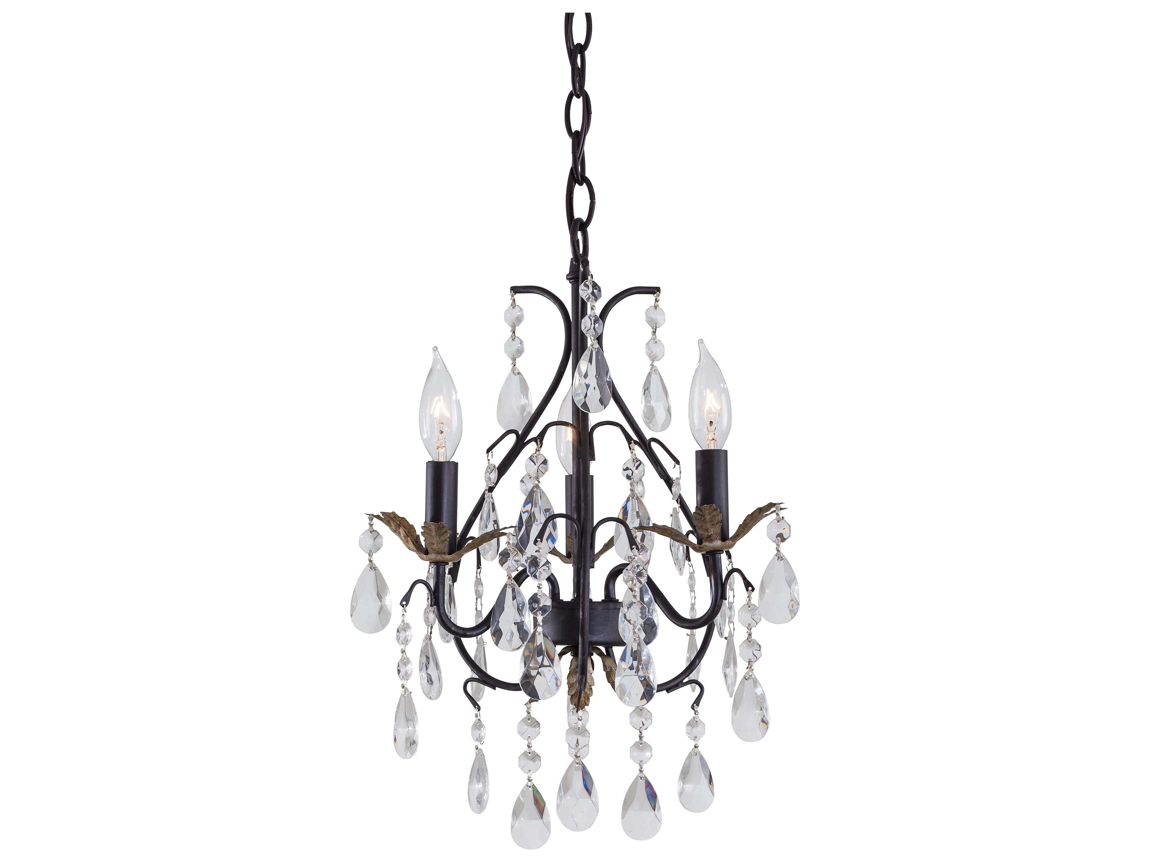 Minka Lavery Bellasera 3-Light Castlewood Walnut Silver Brown Crystal Chandelier