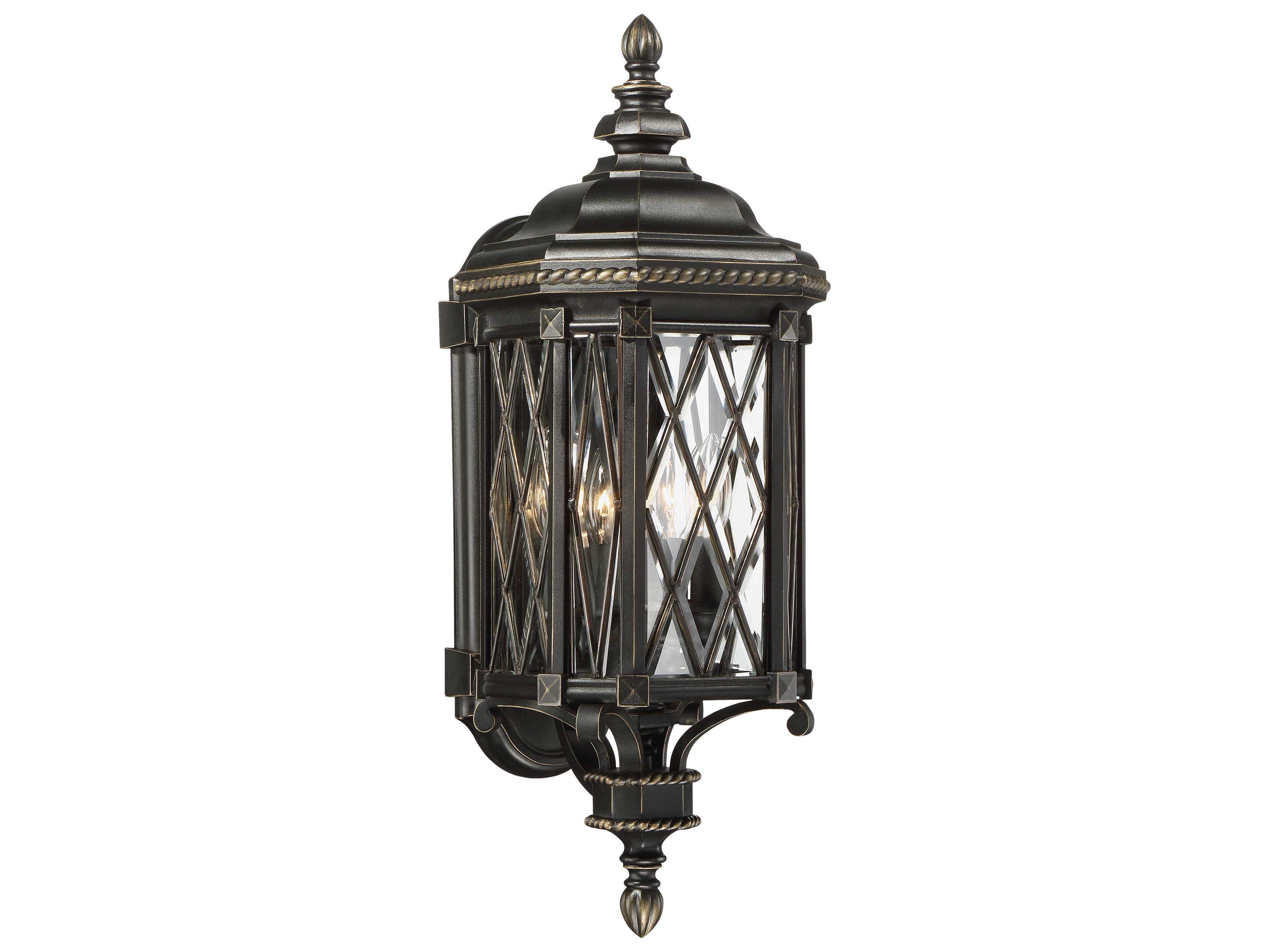 Minka Lavery Bexley Manor Black with Gold Highlights Glass Outdoor Wall Light