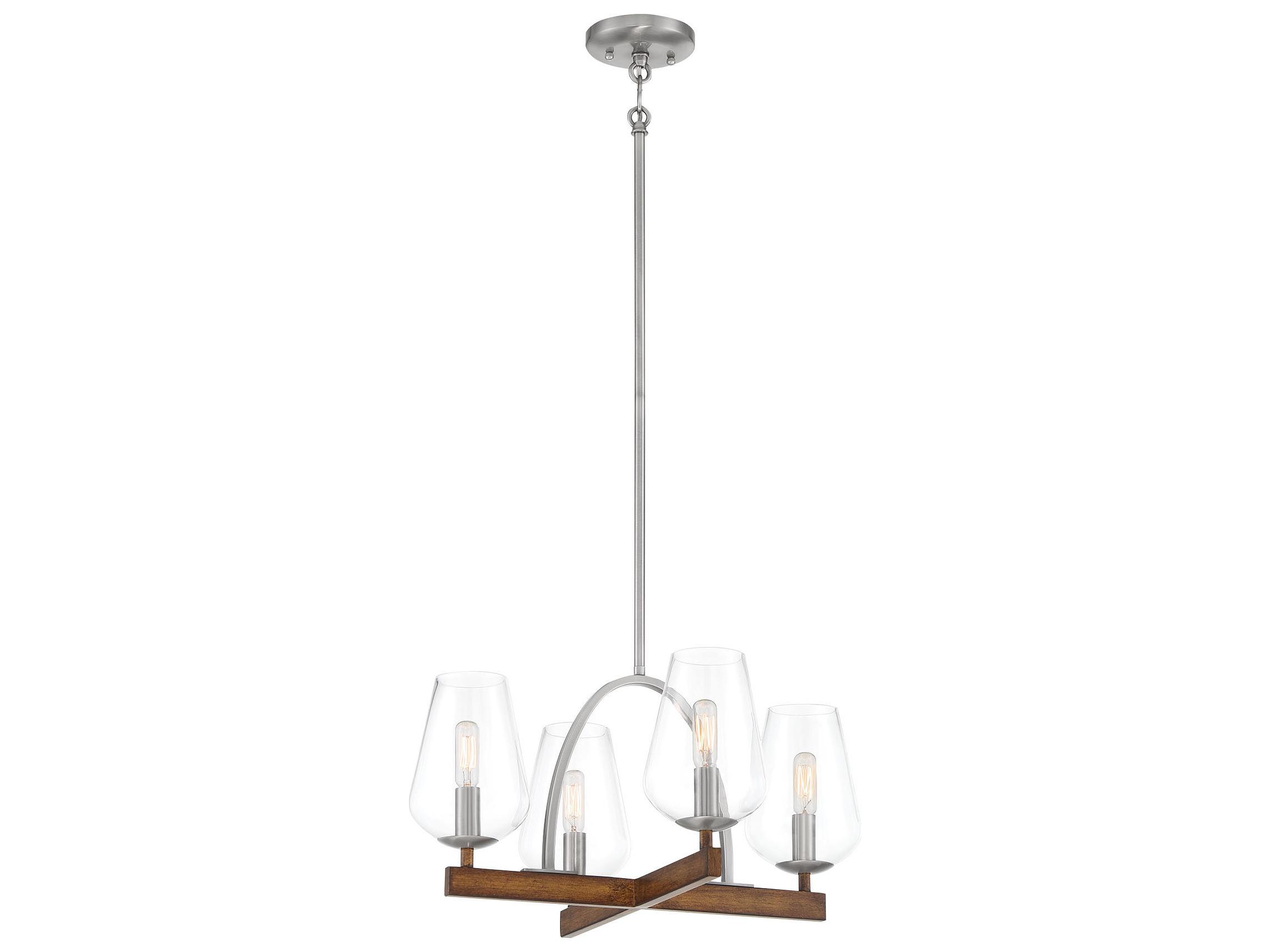 Minka Lavery Birnamwood 4-Light Koa Wood Pewter Glass Chandelier