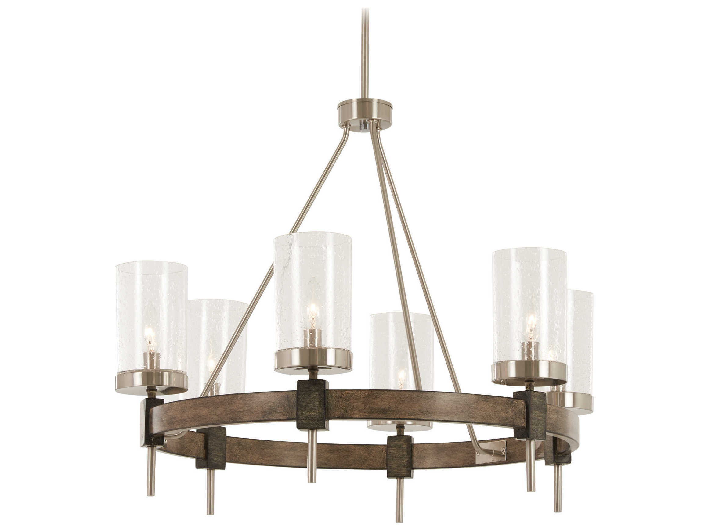 Minka Lavery Bridlewood 6-Light Stone Grey Brushed Nickel Glass Cylinder Linear Chandelier