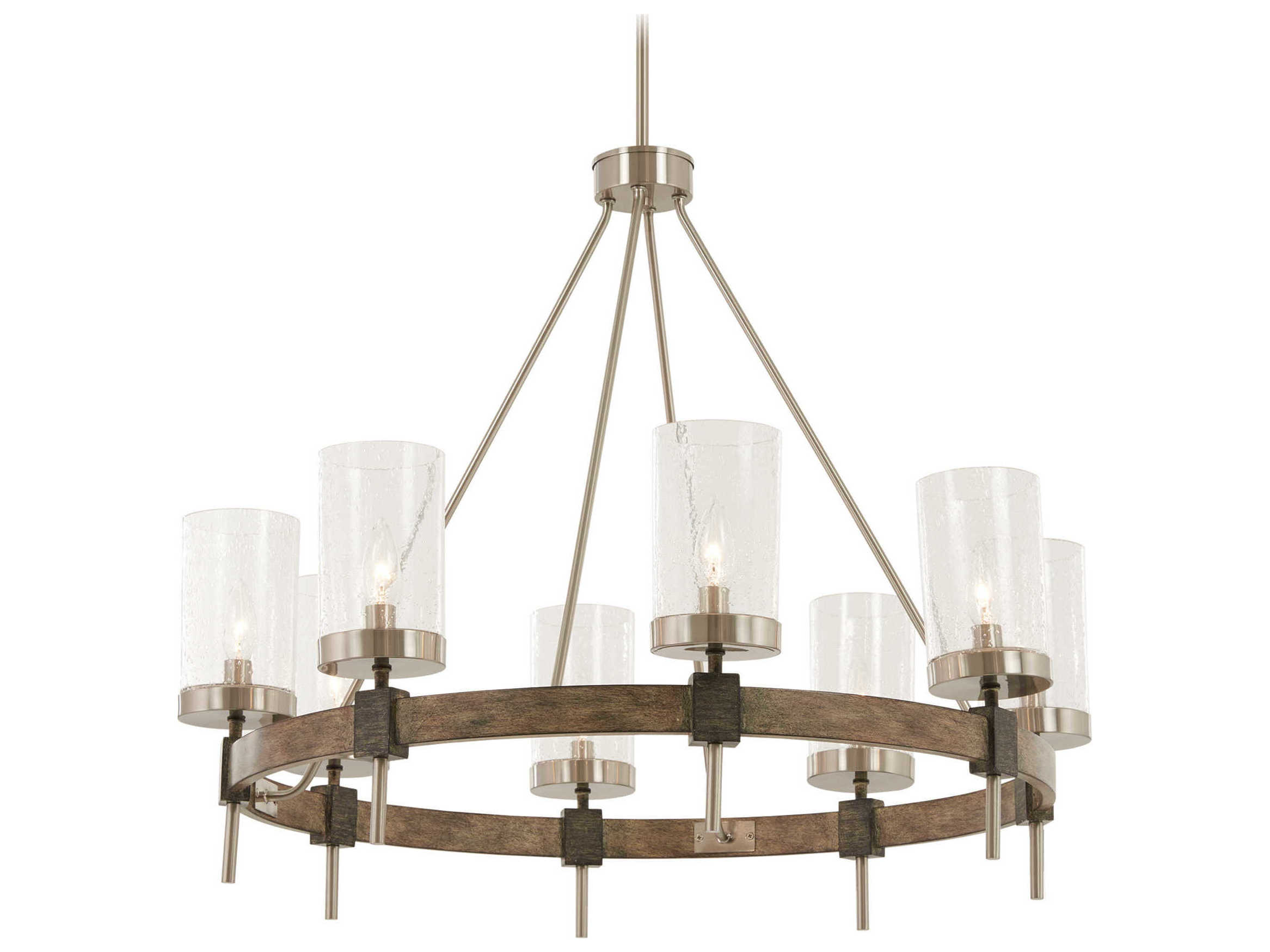 Minka Lavery Bridlewood 8-Light Stone Grey Brushed Nickel Glass Candelabra Cylinder Chandelier
