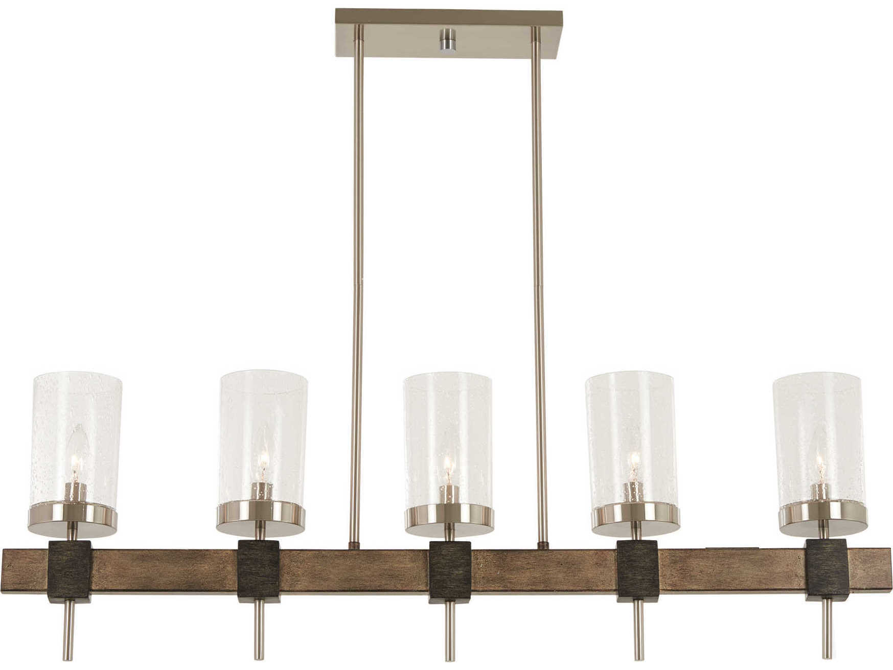 Minka Lavery Bridlewood 5-Light Stone Grey Brushed Nickel Glass Cylinder Island Pendant