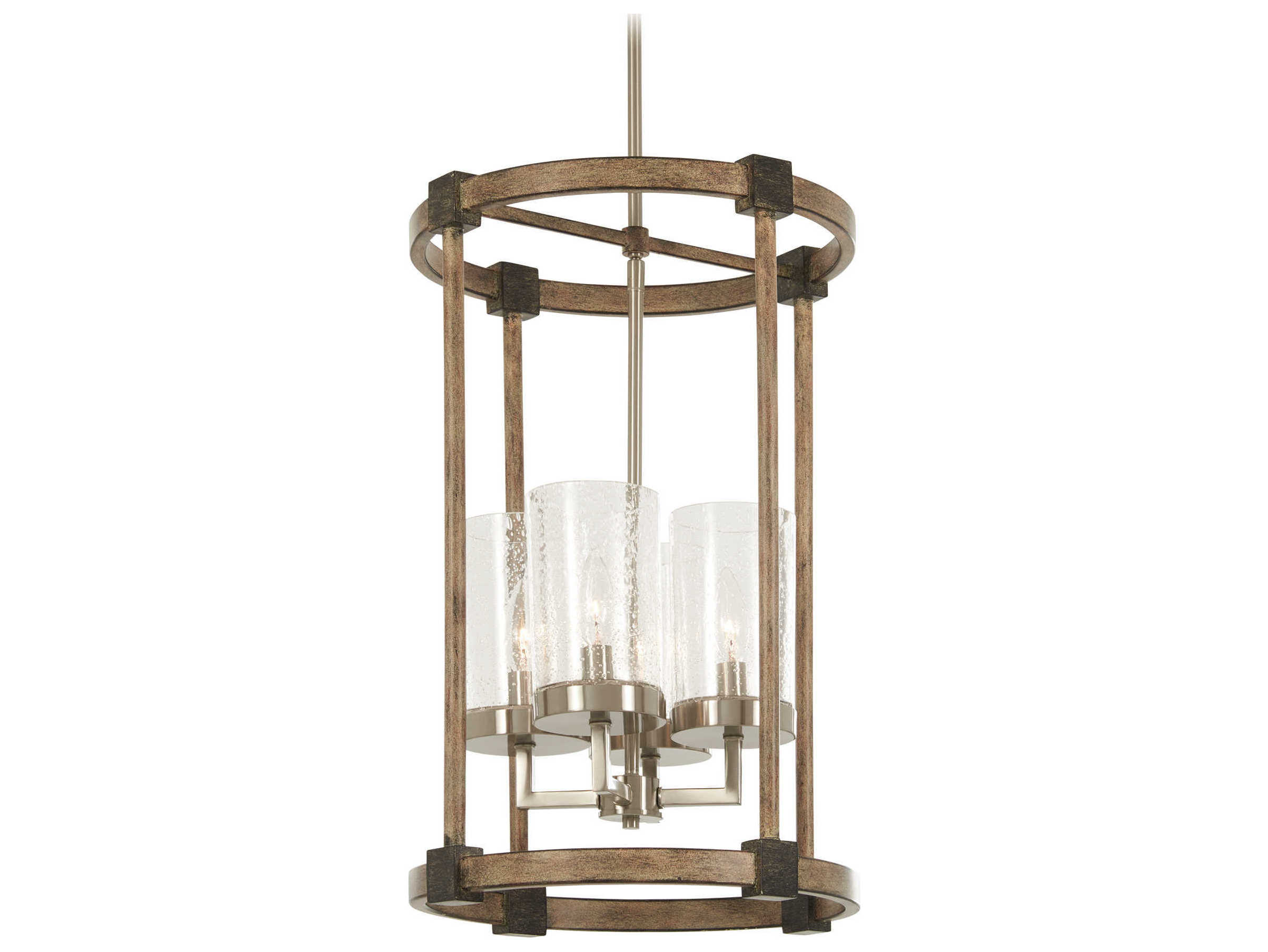 Minka Lavery Bridlewood 4-Light Stone Grey Brushed Nickel Glass Candelabra Cylinder Chandelier
