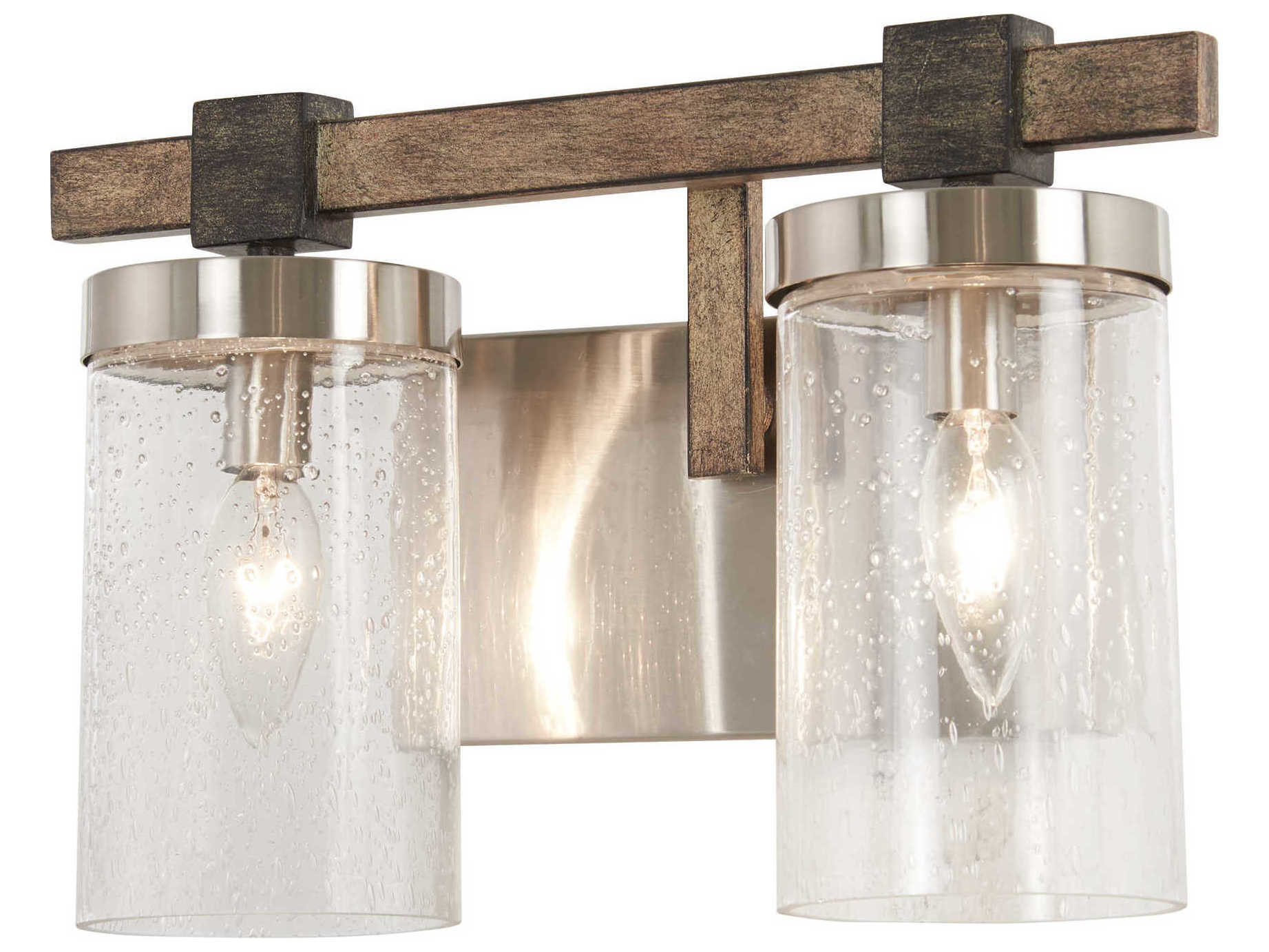 Minka Lavery Bridlewood 2-Light Stone Grey Brushed Nickel Glass Vanity Light