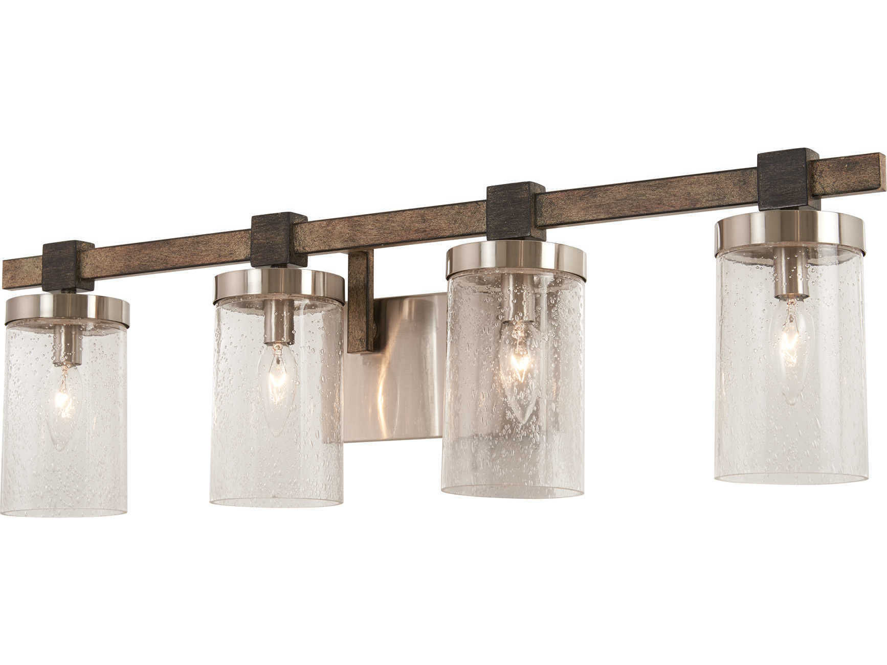 Minka Lavery Bridlewood 4-Light Stone Grey Brushed Nickel Glass Vanity Light
