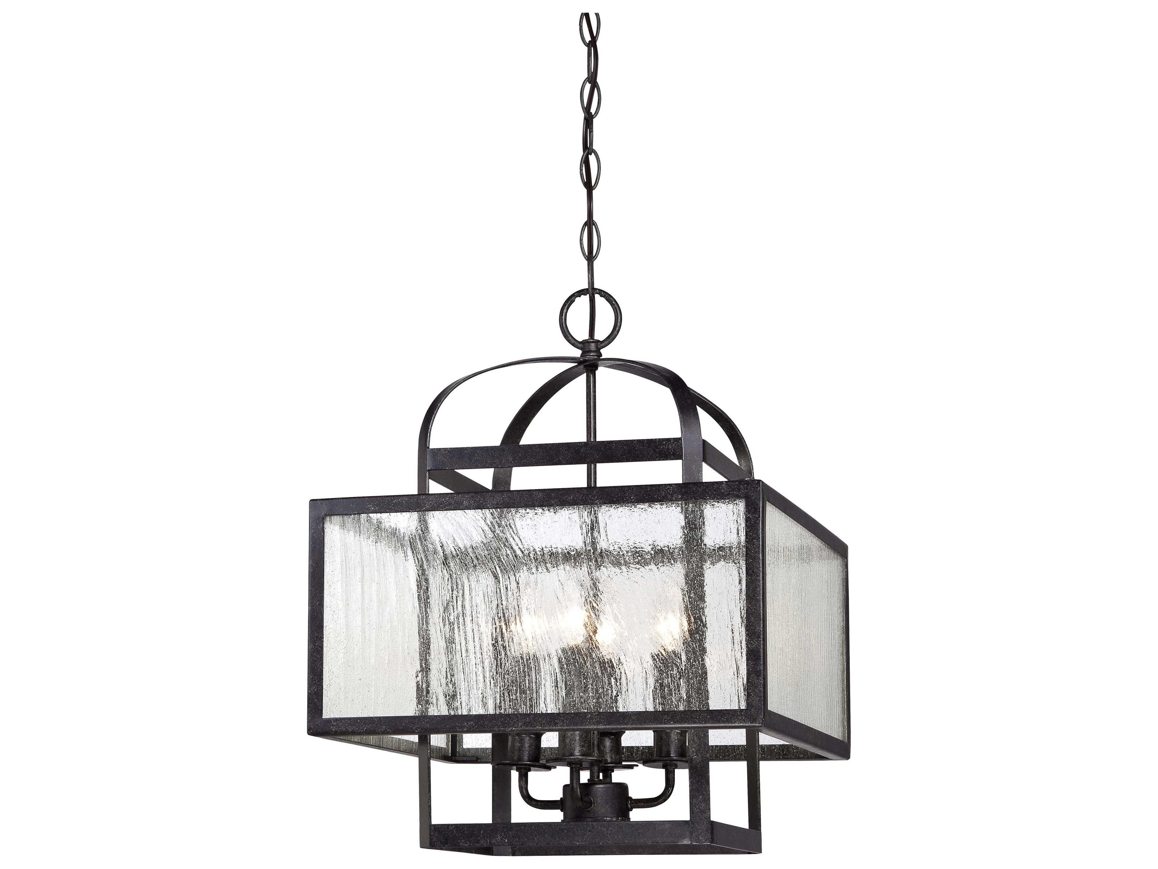 Minka Lavery Camden Square 4-Light Aged Charcoal Black Glass Pendant