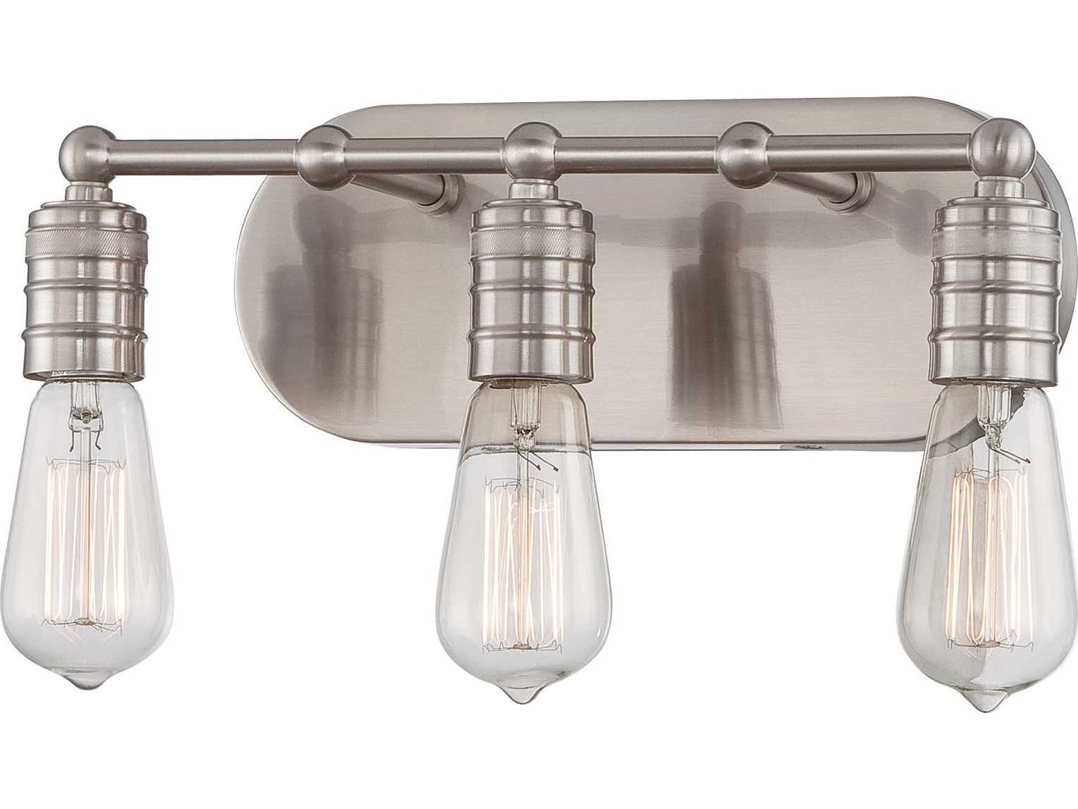 Minka Lavery Downtown Edison 3-Light Brushed Nickel Glass Vanity Light