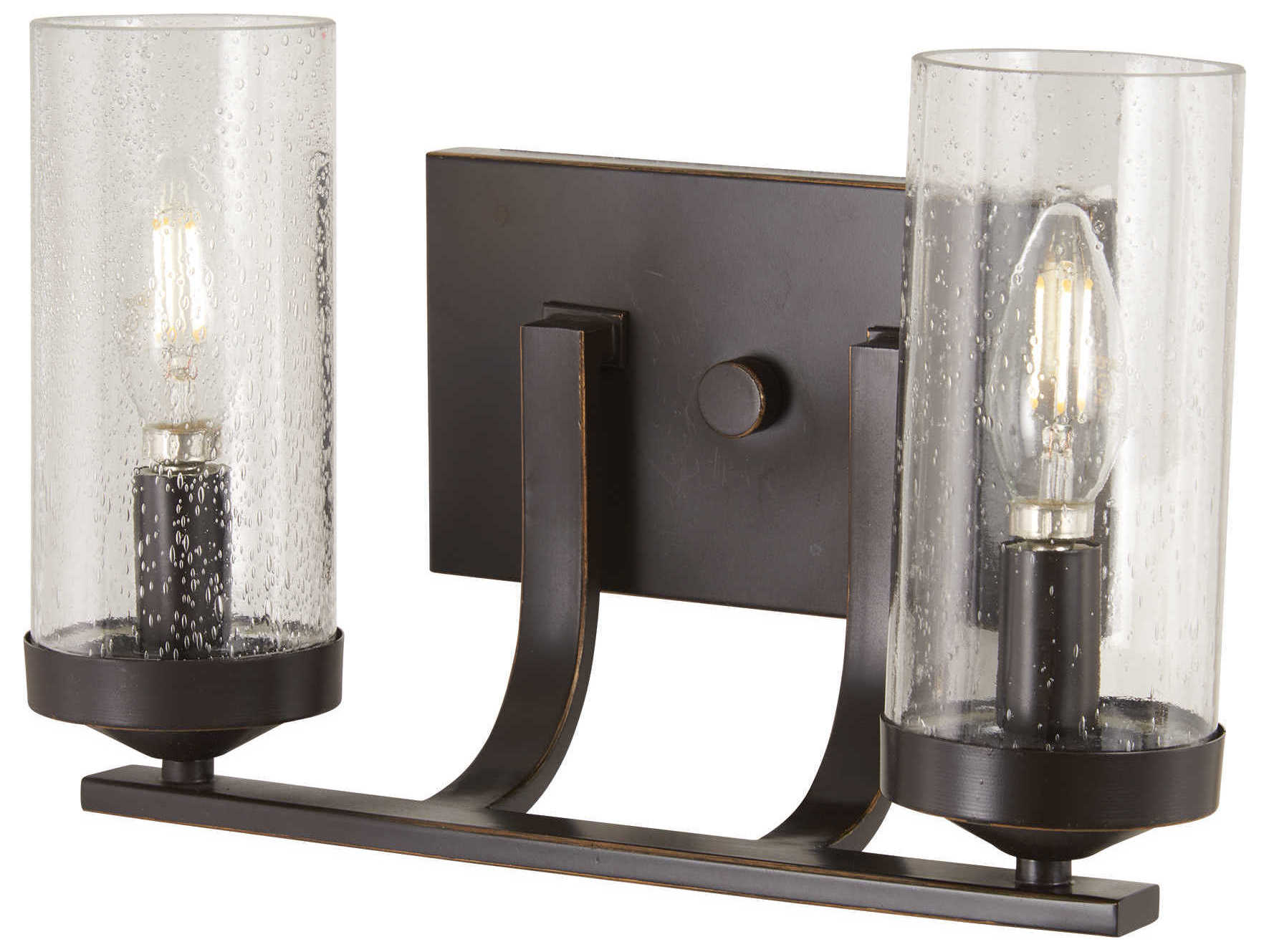 Minka Lavery Elyton 2-Light Downton Bronze Gold Highlight Glass Vanity Light