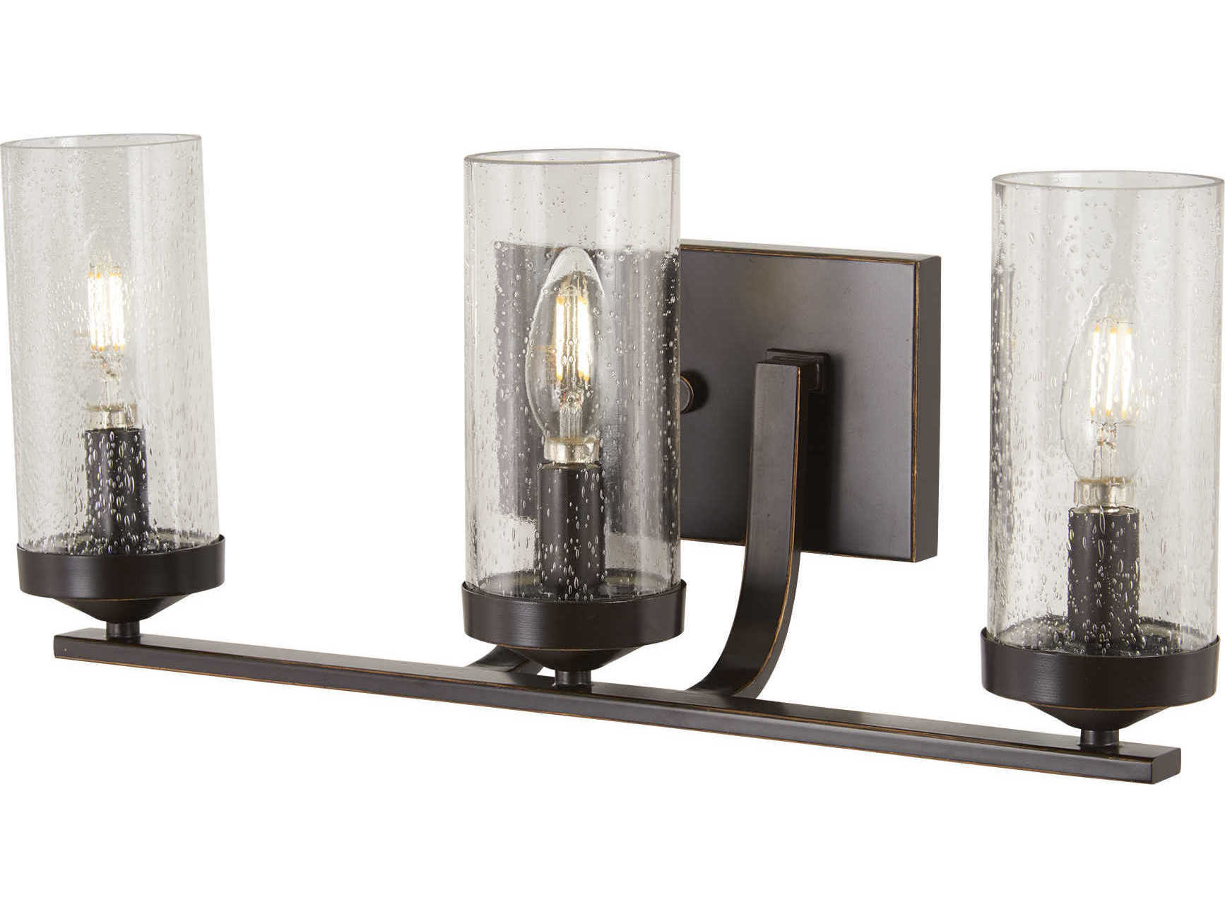 Minka Lavery Elyton 3-Light Downton Bronze Gold Highlight Glass Vanity Light