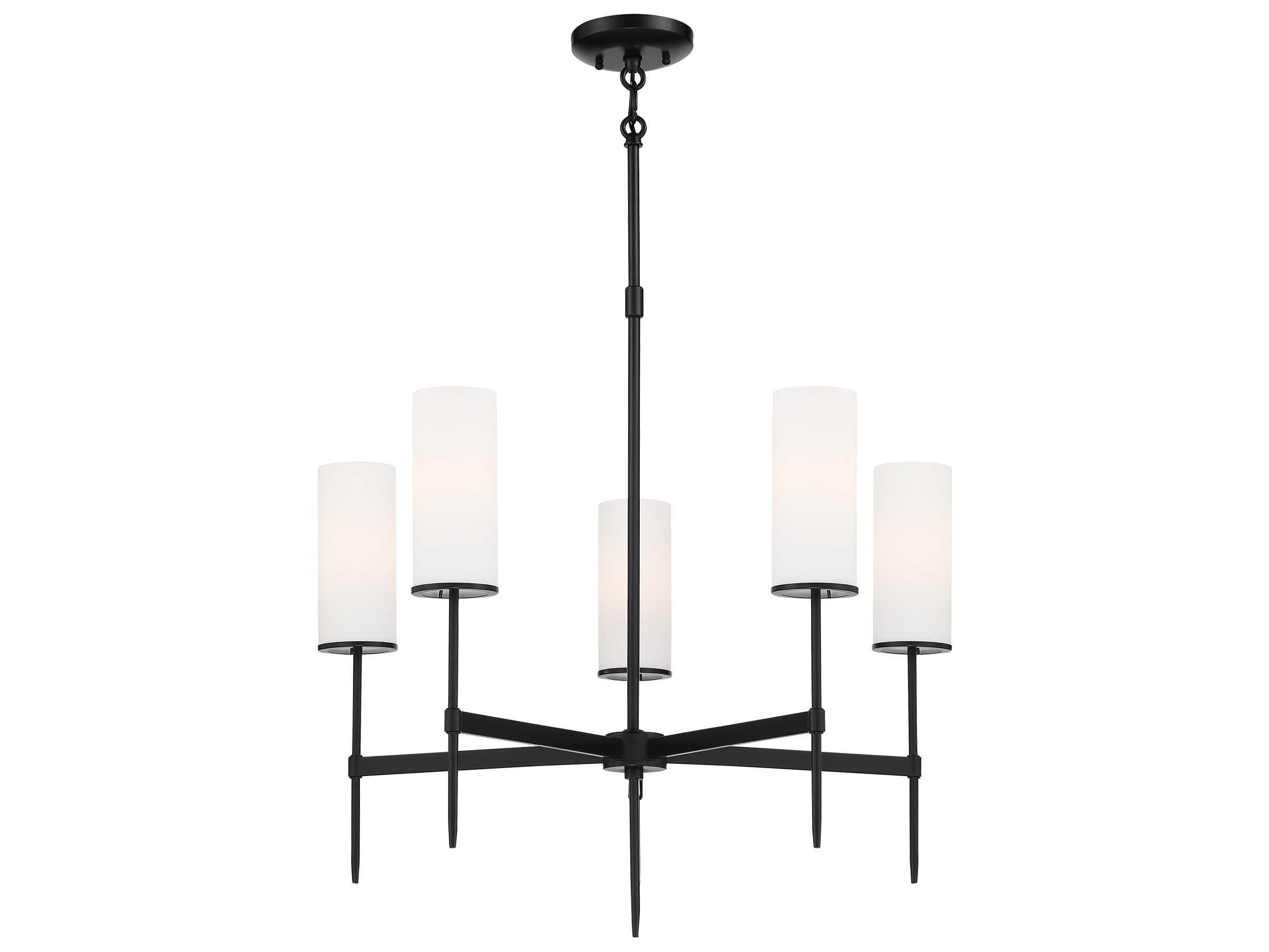 Minka Lavery First Avenue 5-Light Coal Black Glass Cylinder Chandelier