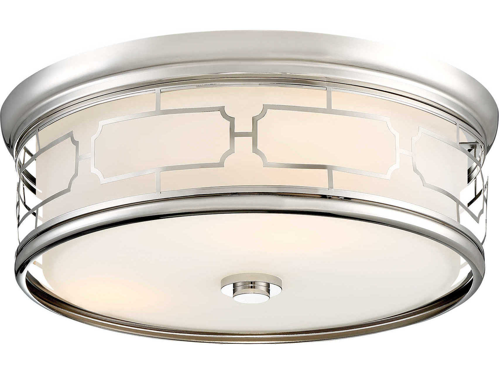 Minka Lavery Mount 1-Light Polished Nickel Glass LED Drum Flush