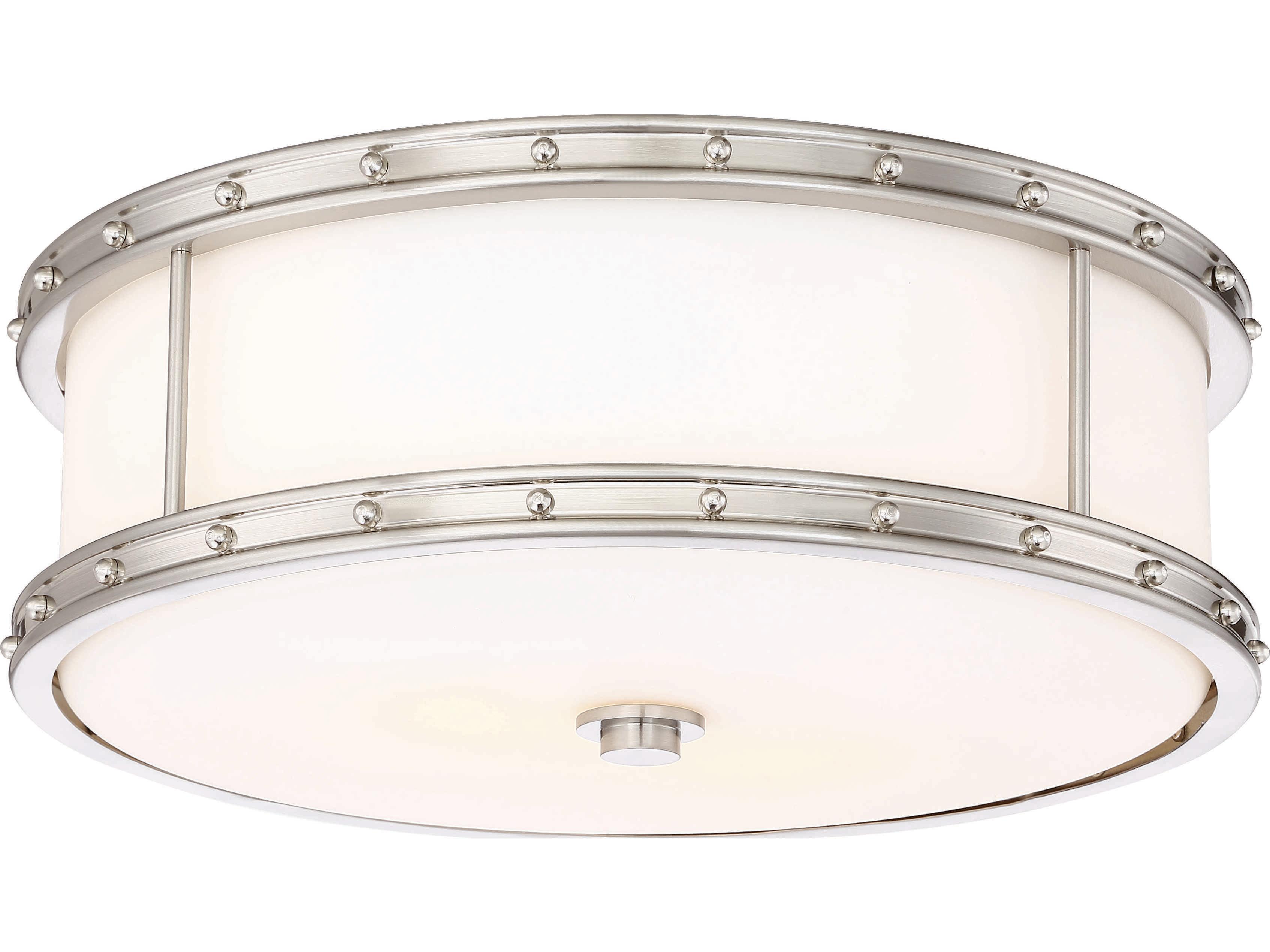 Minka Lavery 1-Light Brushed Nickel Glass LED Dome Drum Flush Mount