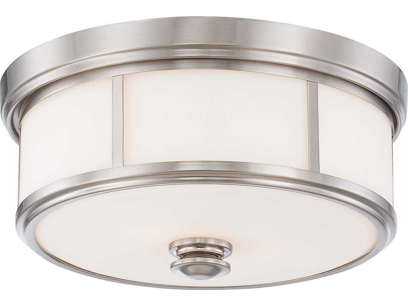 Minka Lavery Harbour Point Brushed Nickel Glass LED Drum Flush Mount