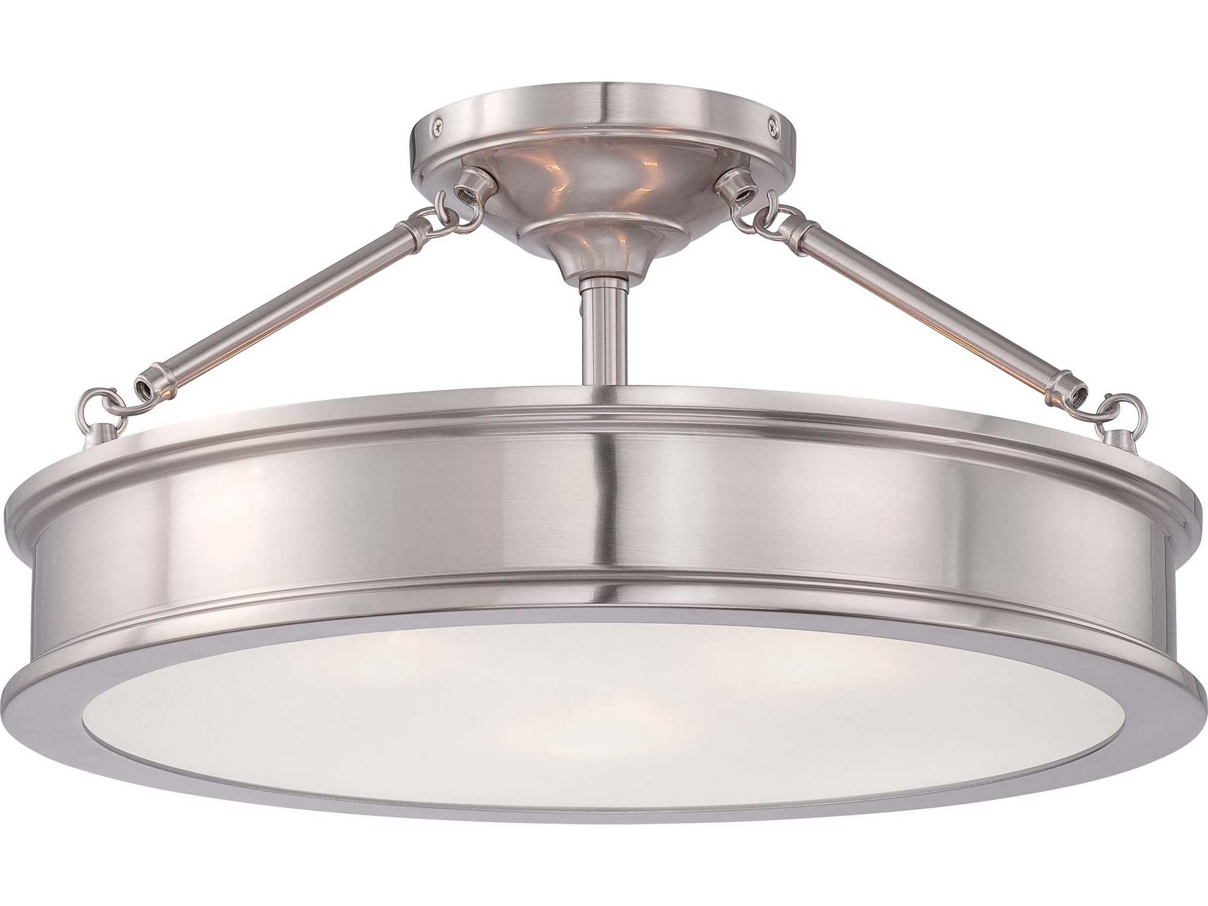 Minka Lavery Harbour Point Brushed Nickel Glass Drum Semi Flush Mount