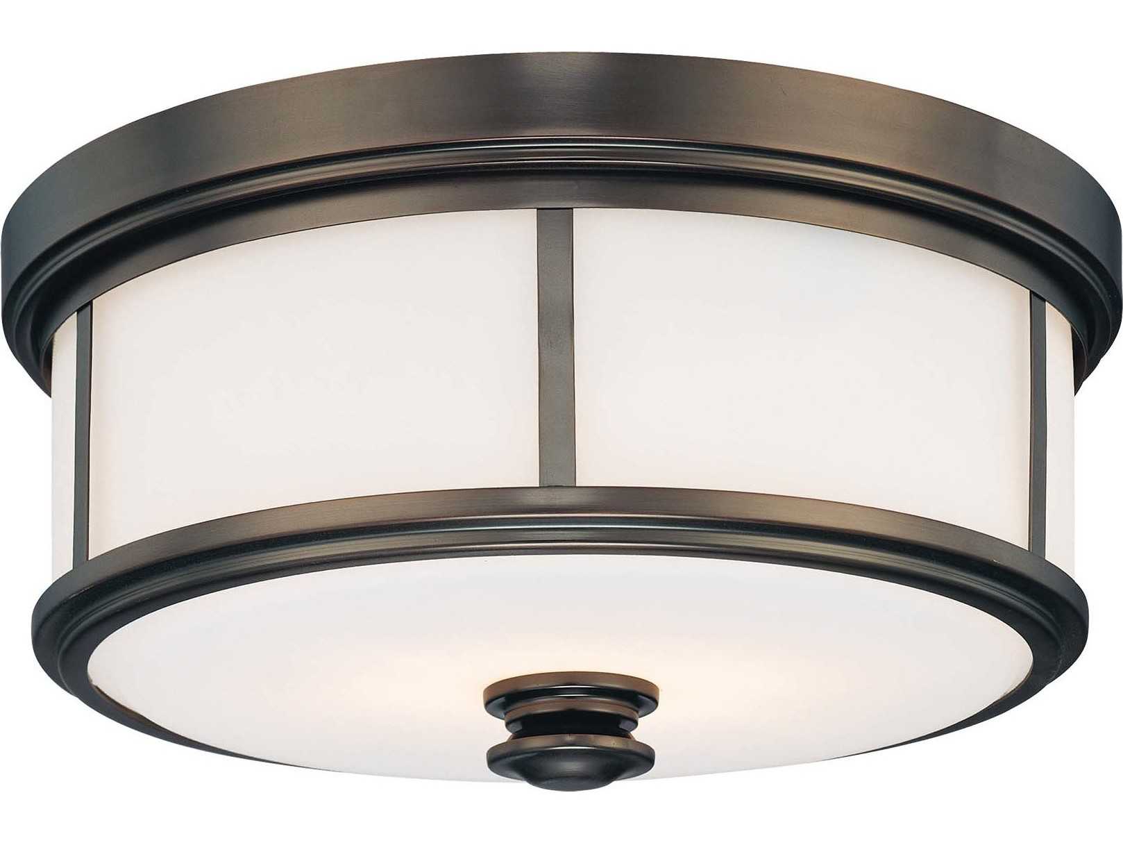 Minka Lavery Harvard Court Bronze Glass LED Drum Flush Mount