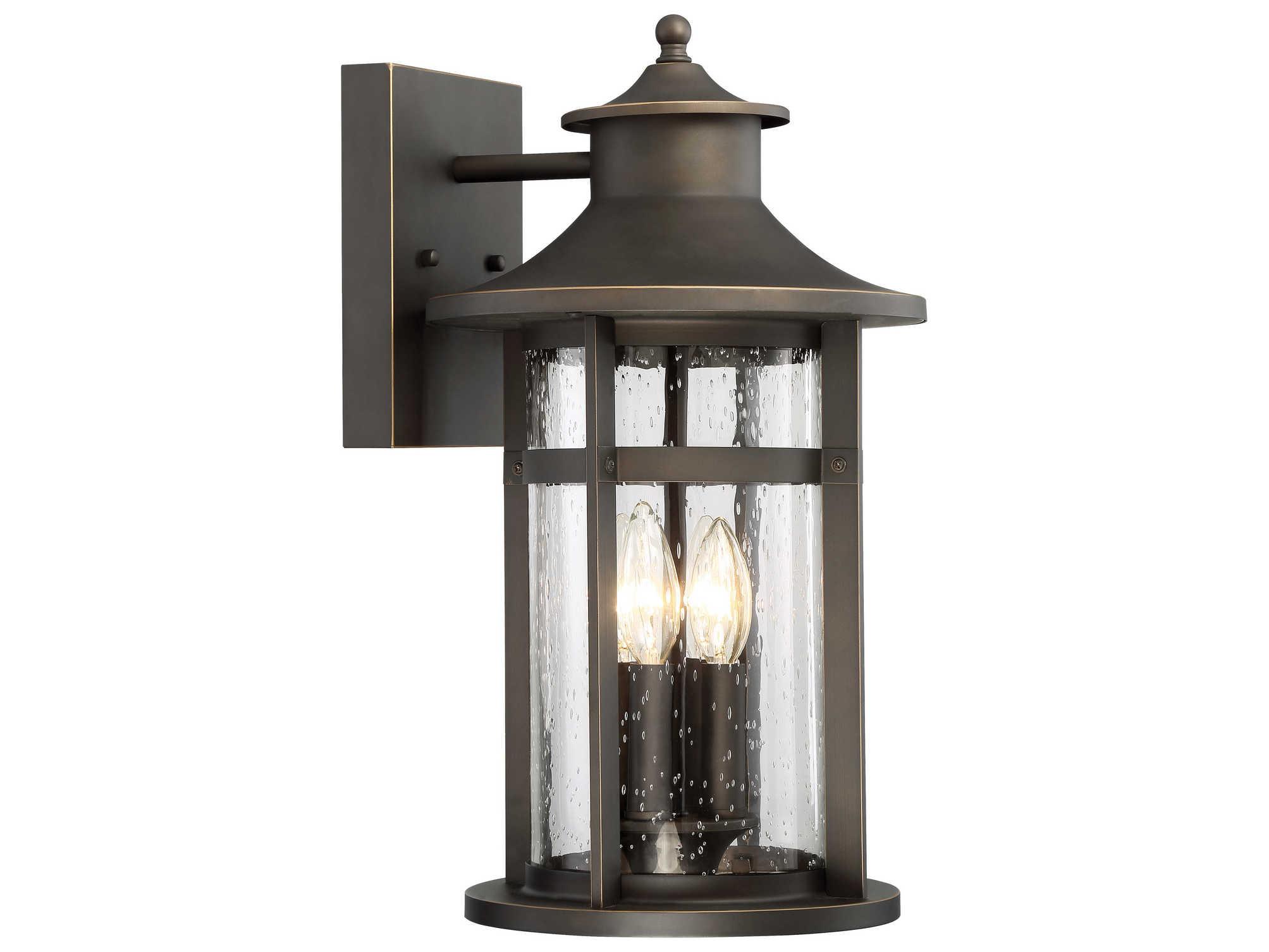 Minka Lavery Highland Ridge Oil Rubbed Bronze with Gold Highlights Glass Outdoor Wall Light