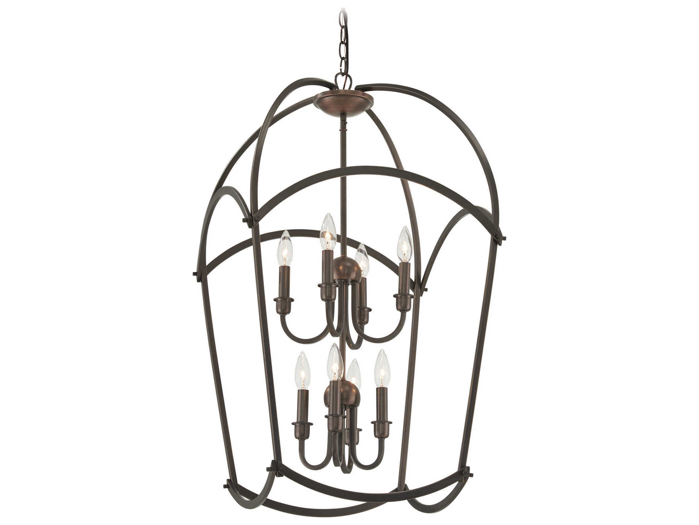 Minka Lavery Jupiters Canopy 8-Light Harvard Court Bronze Candelabra Geometric Chandelier