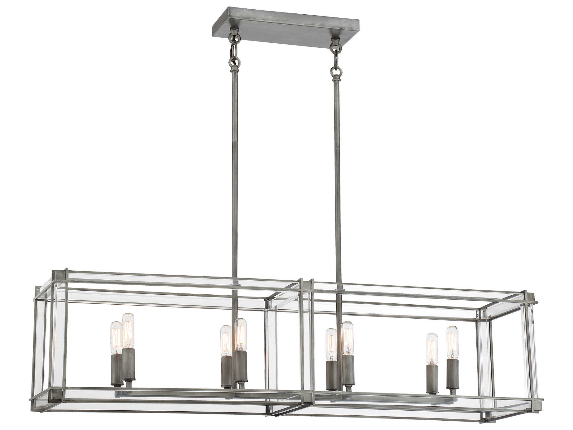 Minka Lavery Langen Square 8-Light Nickel Geometric Island Pendant