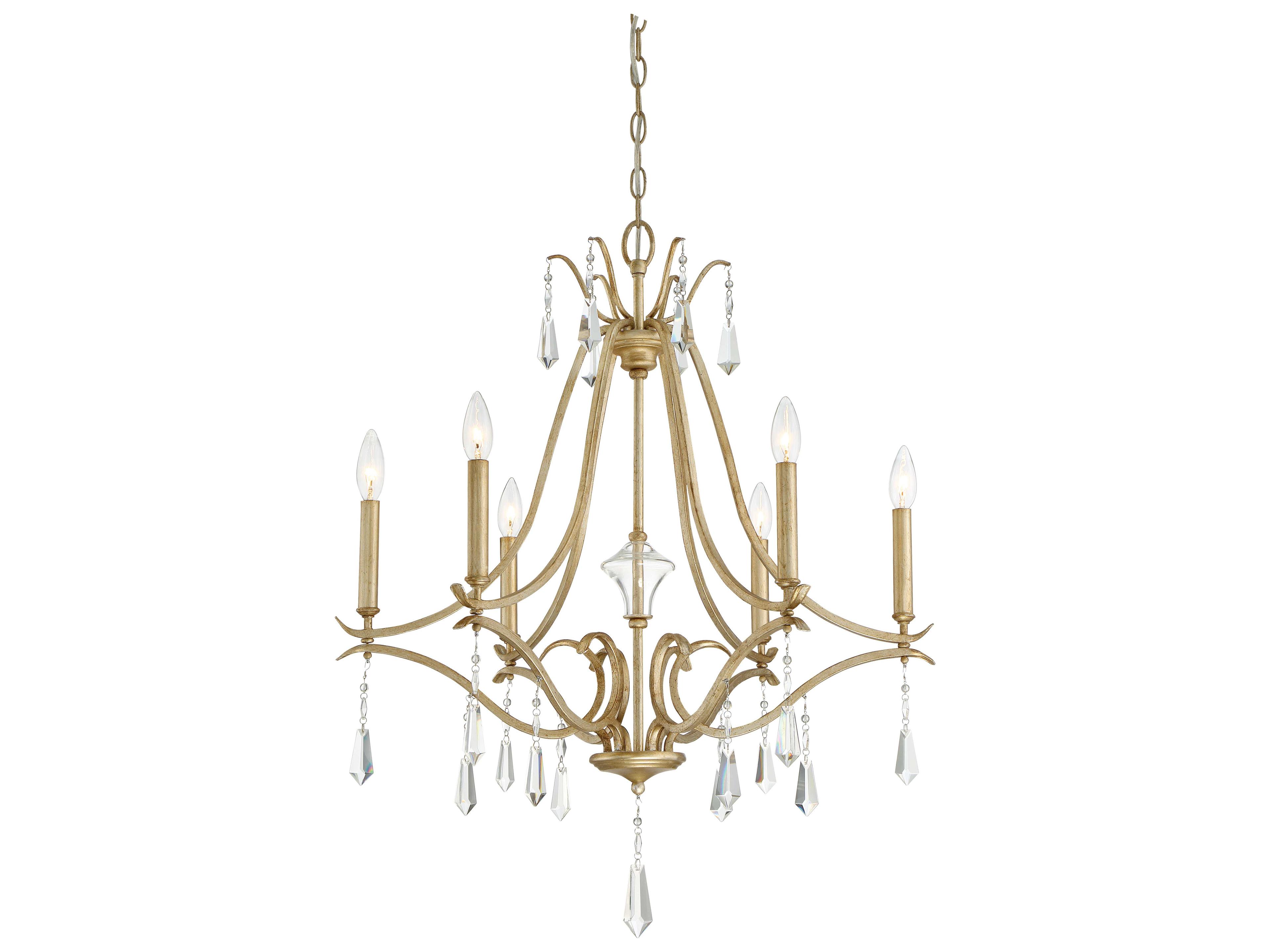 Minka Lavery Laurel Estate 6-Light Brio Gold Crystal Glass Candelabra Chandelier