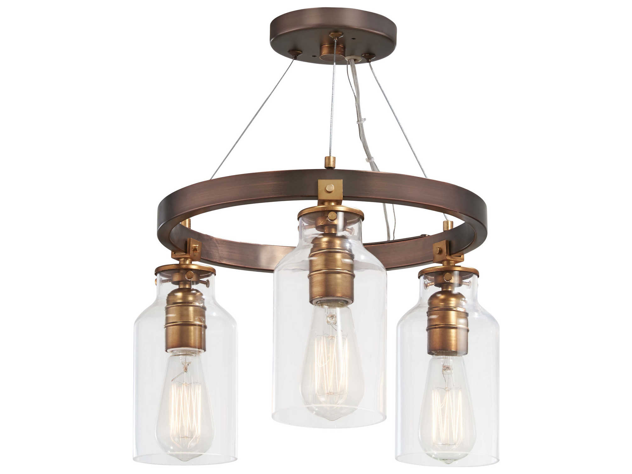 Minka Lavery Morrow 3-Light Bronze Glass Lantern Semi Flush Mount