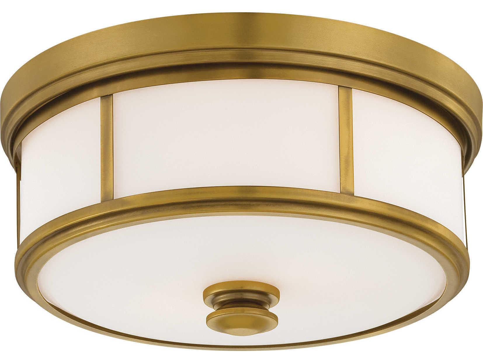Minka Lavery Mount 3-Light Liberty Gold Glass LED Drum Flush