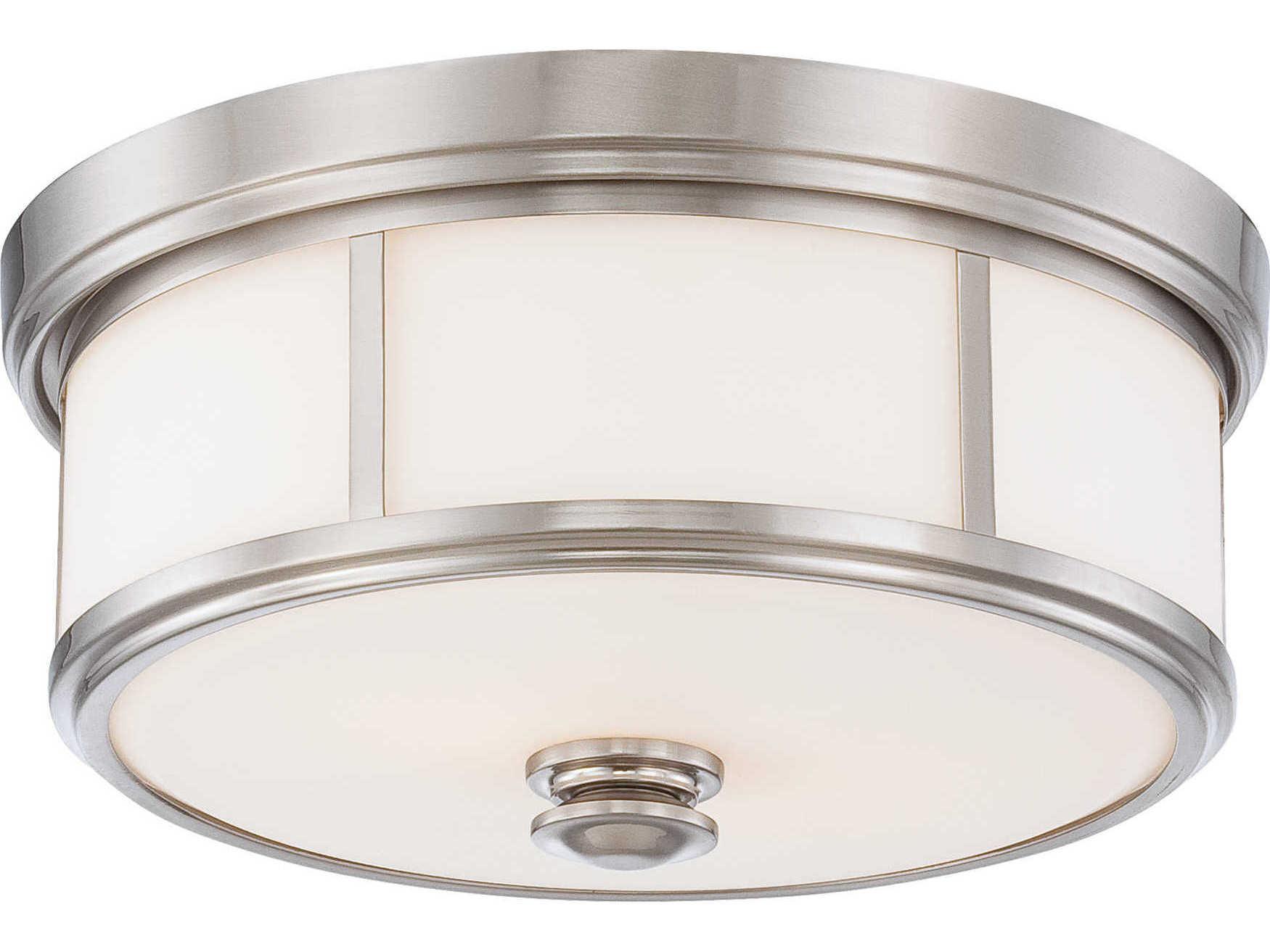 Minka Lavery Mount 3-Light Brushed Nickel Glass LED Drum Flush