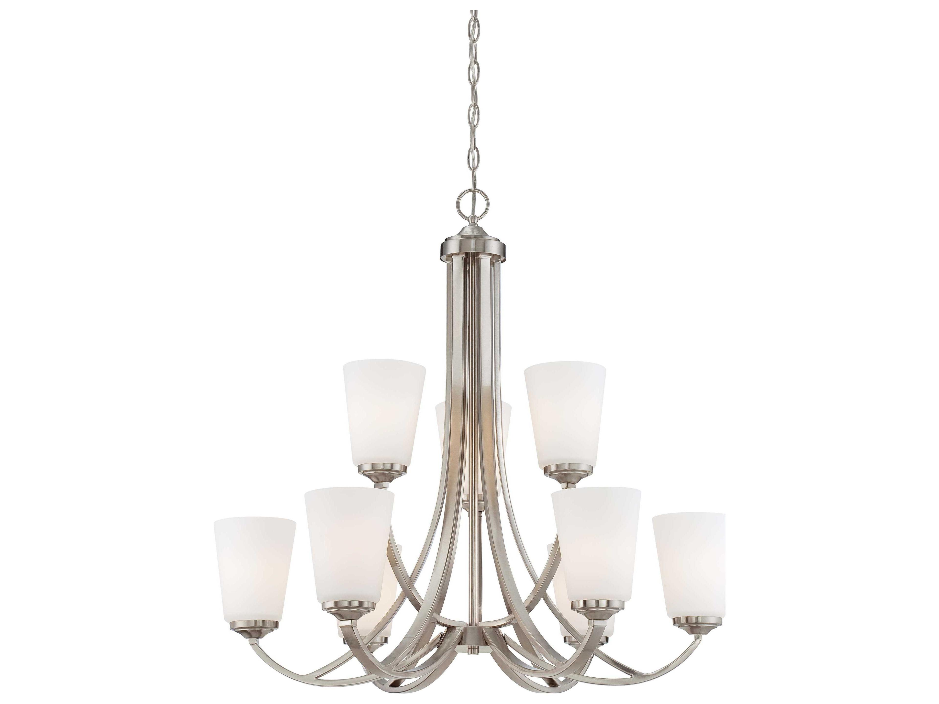 Minka Lavery Overland Park 9-Light Brushed Nickel Glass Bell Tiered Chandelier