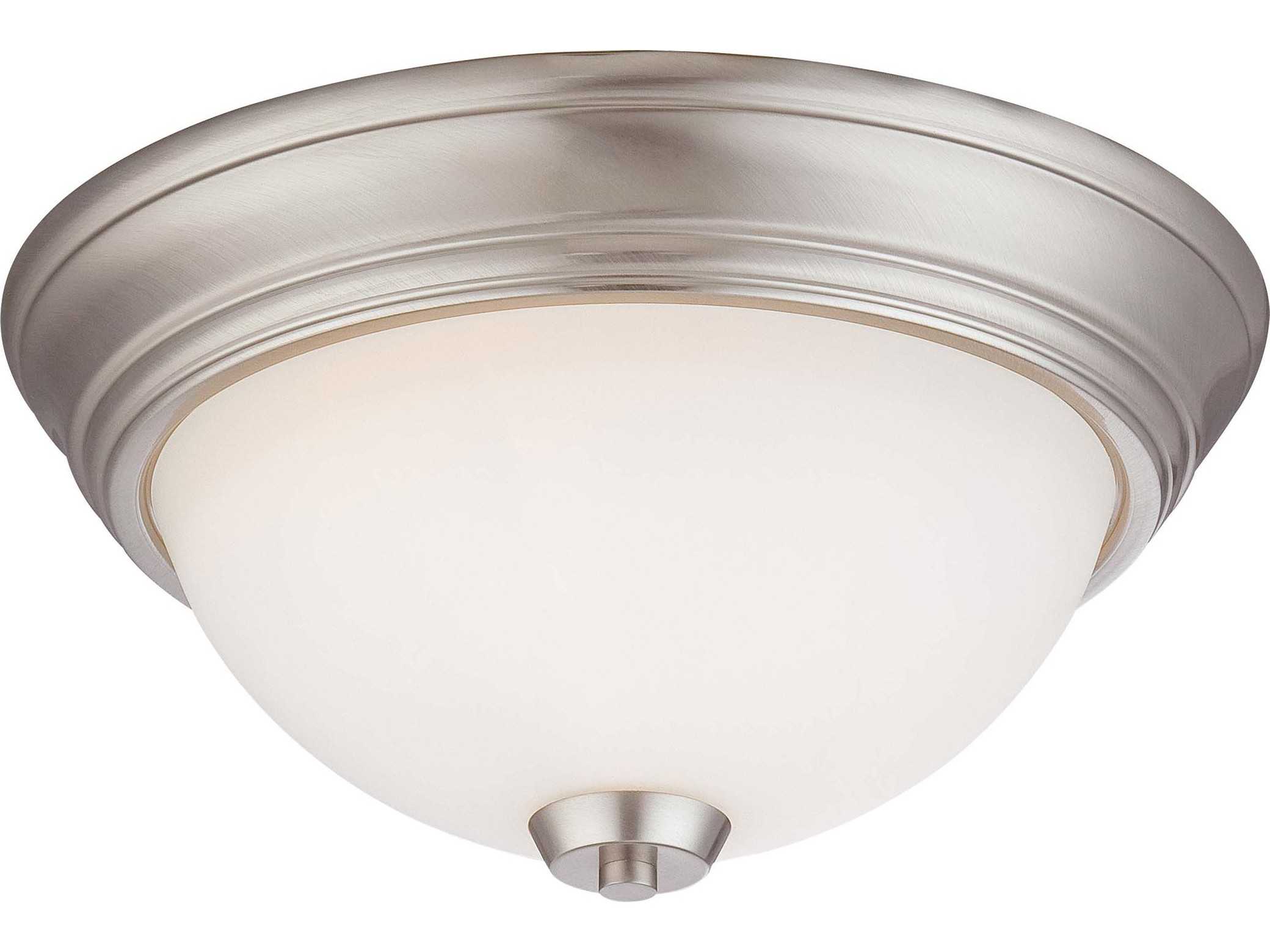 Minka Lavery Overland Park Brushed Nickel Glass Drum Flush Mount