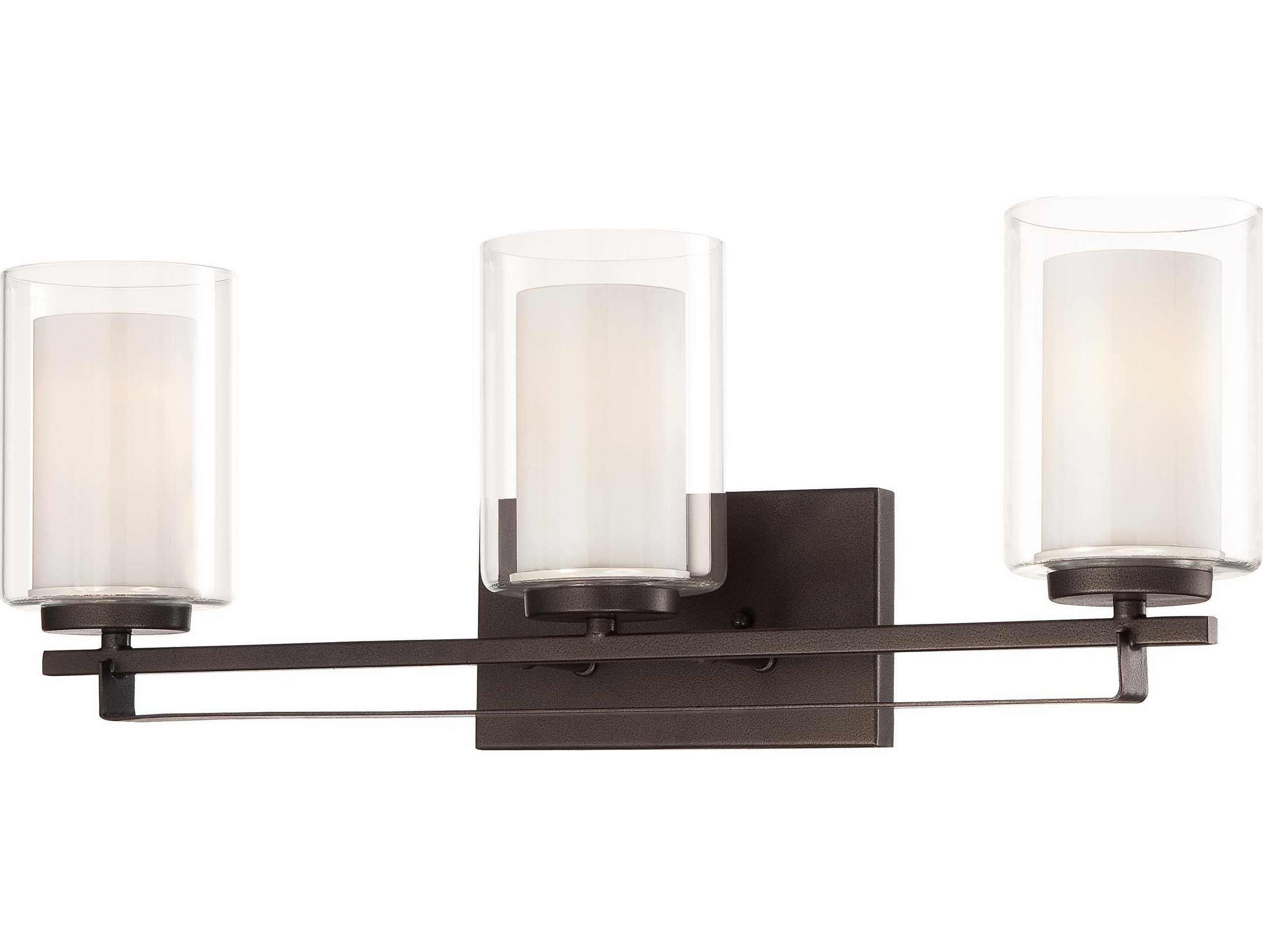 Minka Lavery Parsons Studio Smoked Iron Black Glass LED Vanity Light