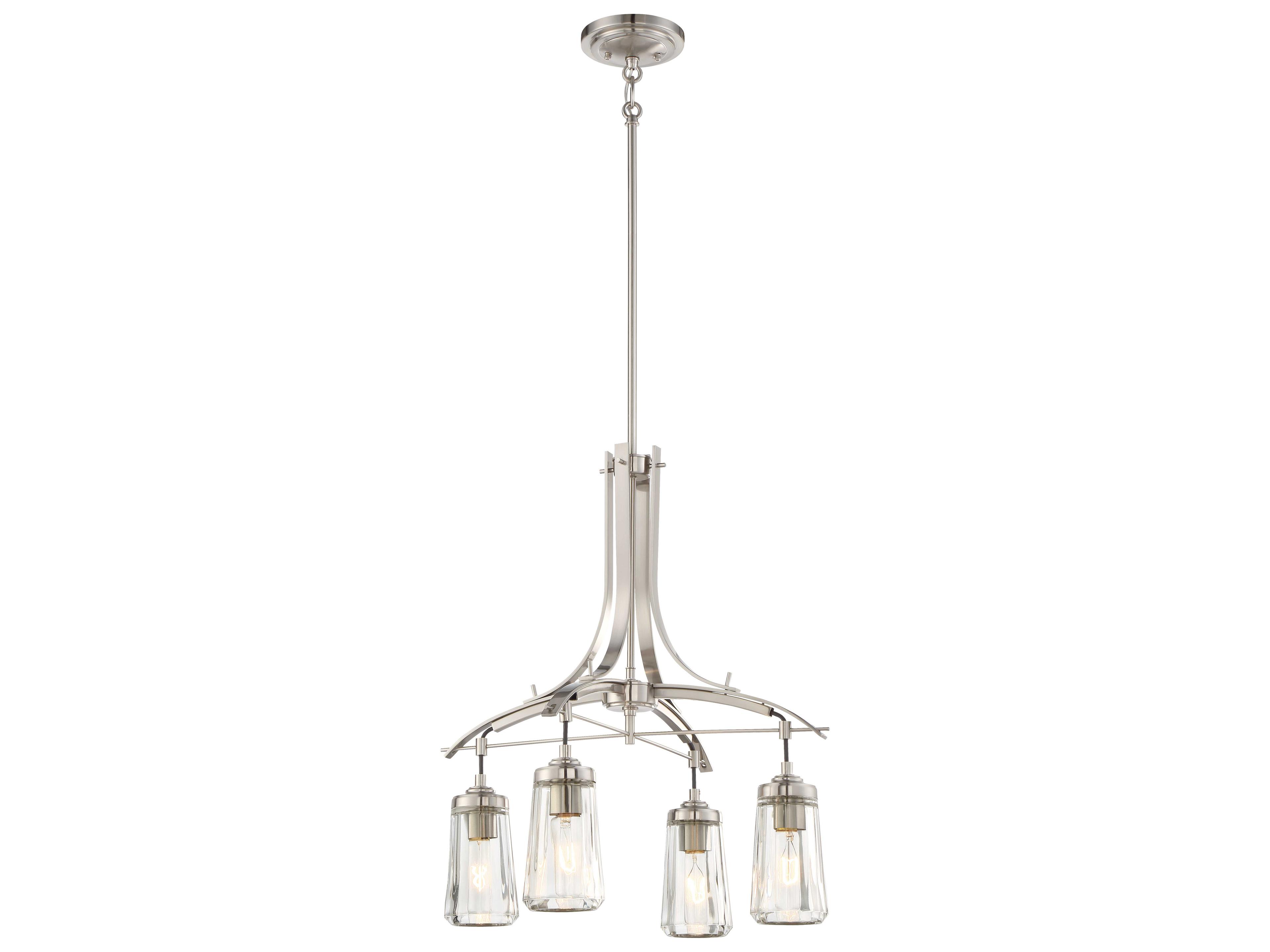 Minka Lavery Poleis 4-Light Brushed Nickel Glass Chandelier