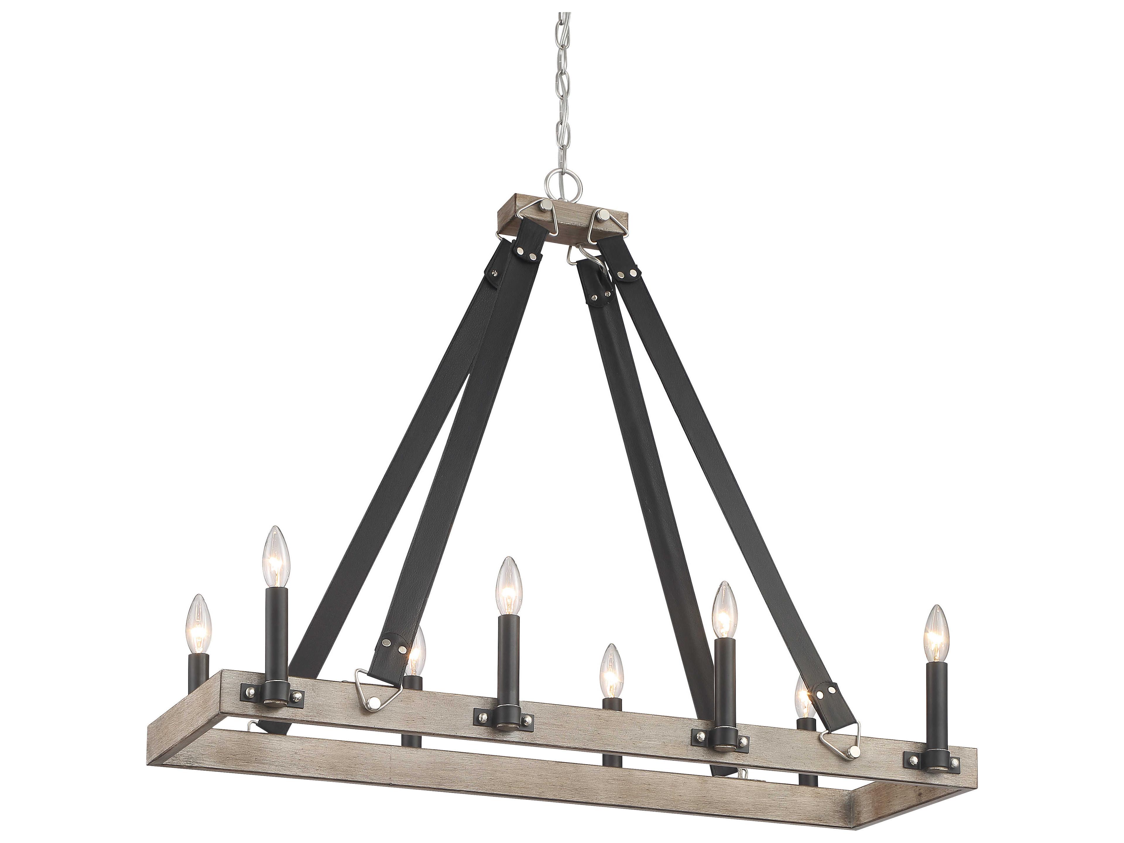 Minka Lavery Rawson Ridge 8-Light Aged Silverwood Coal Black Island Pendant