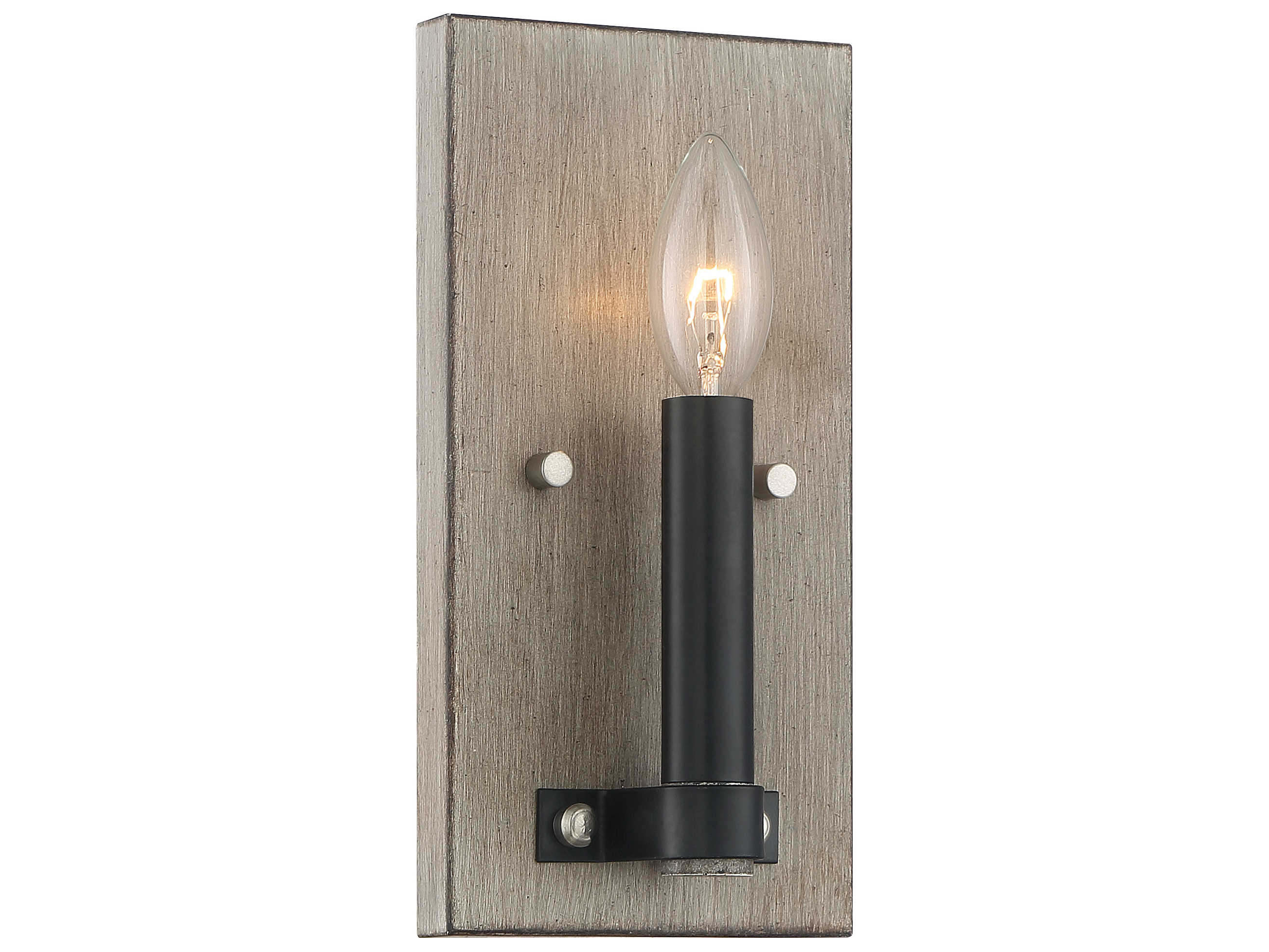 Minka Lavery Rawson Ridge 1-Light Aged Silverwood Coal Black Wall Sconce