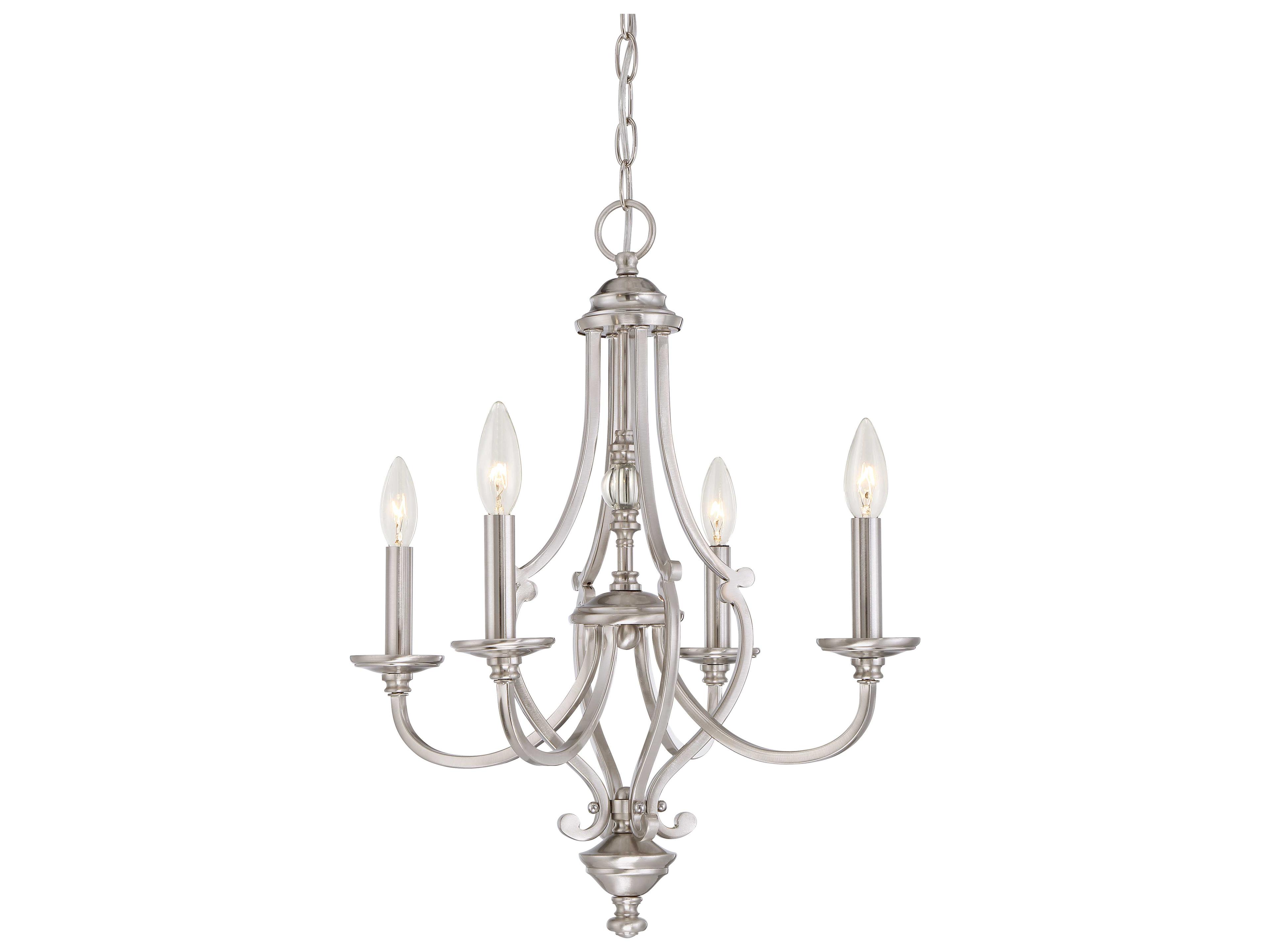 Minka Lavery Savannah Row 4-Light Brushed Nickel Glass Candelabra Chandelier