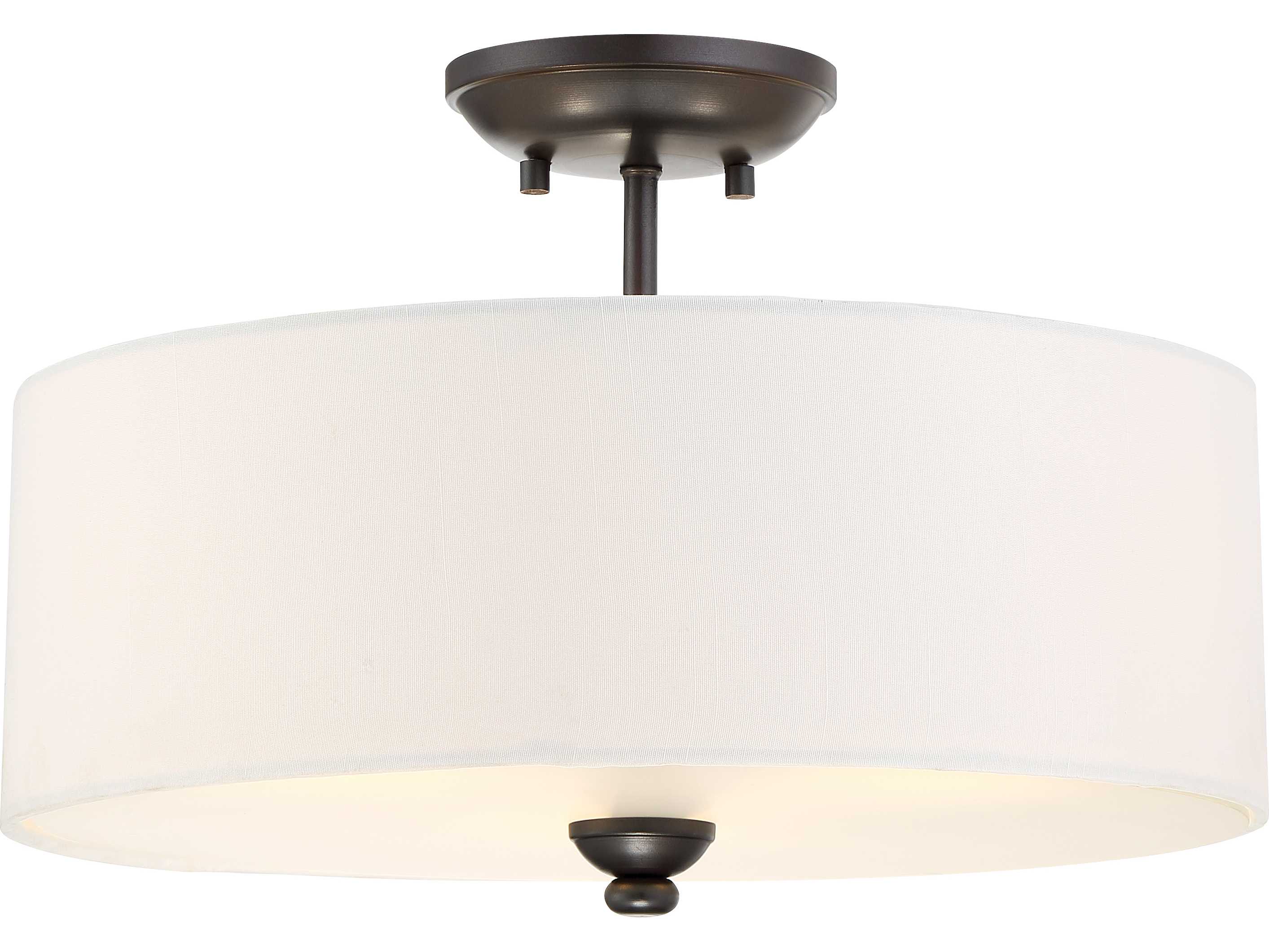 Minka Lavery Shadowglen Lathan Bronze With Gold Highlights Dome Drum Semi Flush Mount