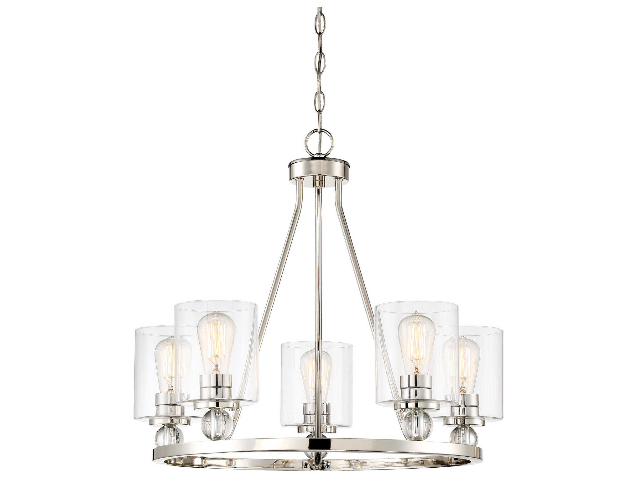 Minka Lavery Studio 5 5-Light Polished Nickel Glass Drum Linear Chandelier
