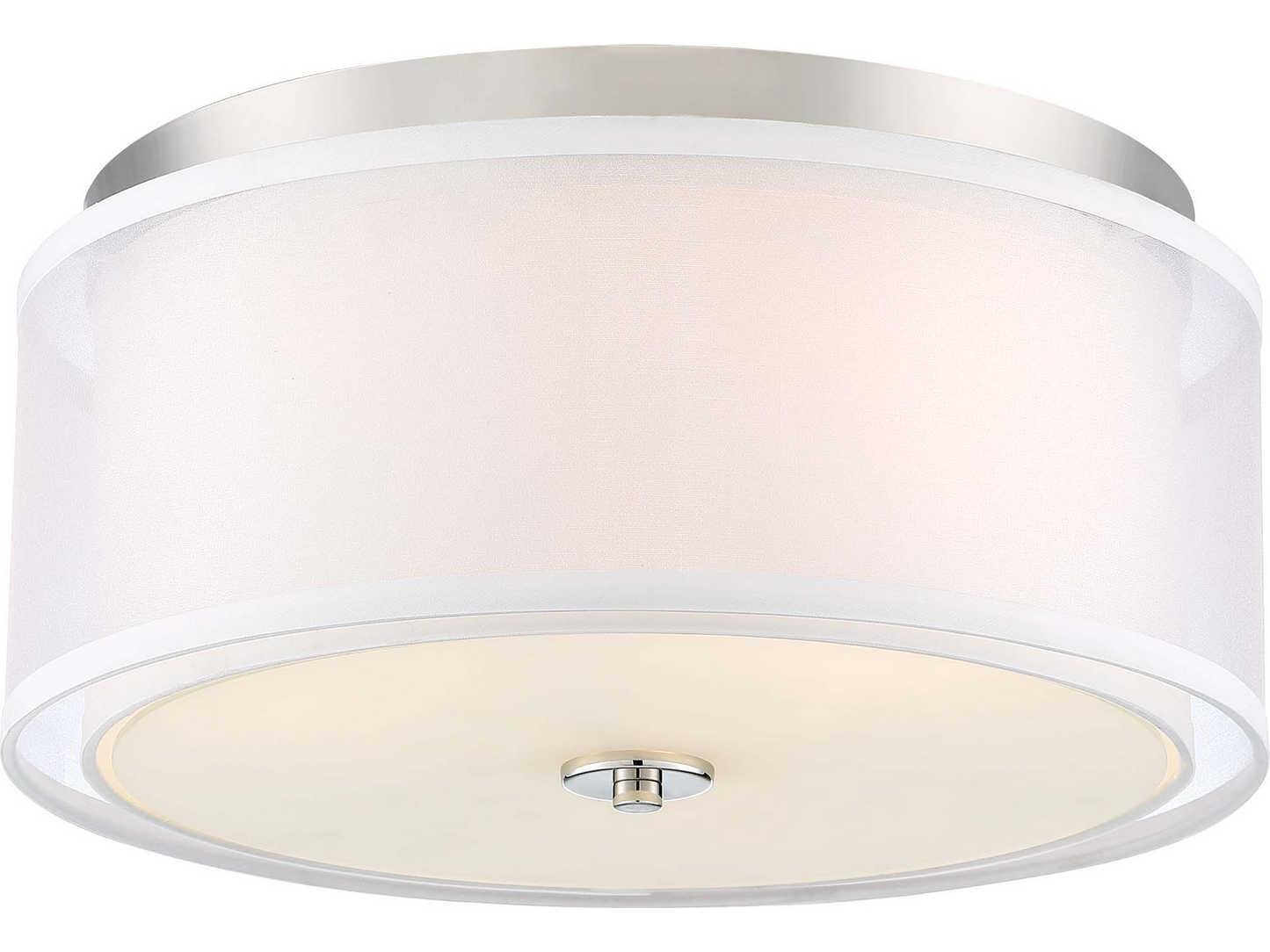 Minka Lavery Studio 5 3-Light Polished Nickel Glass Drum Flush Mount
