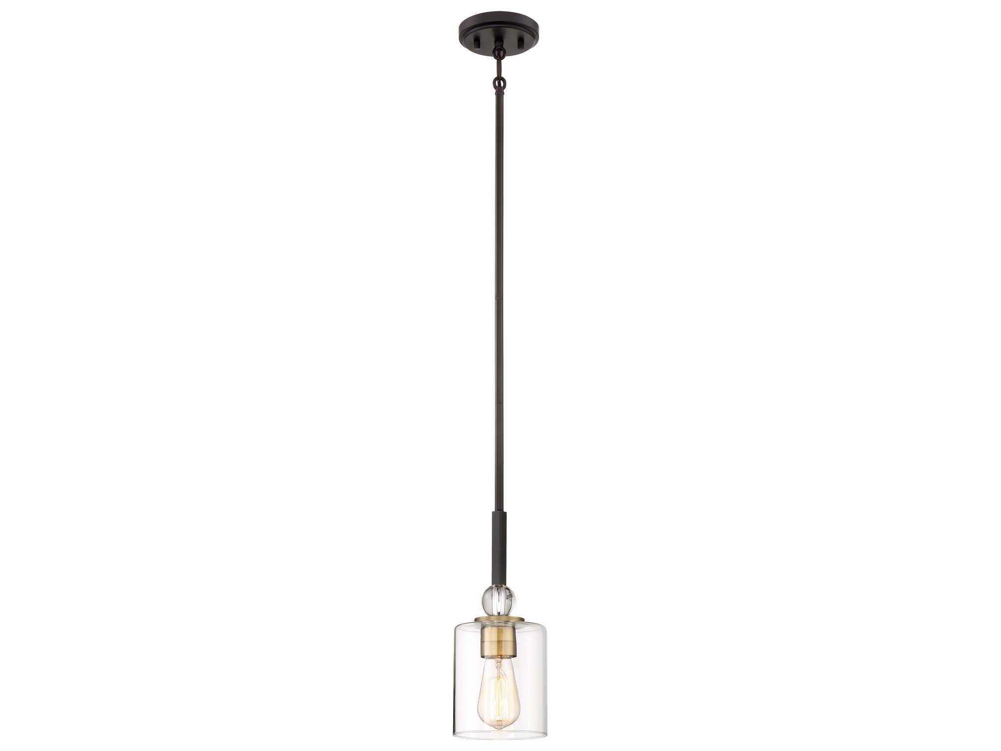 Minka Lavery Studio 1-Light Painted Bronze With Natural Brush Glass Linear Mini Pendant