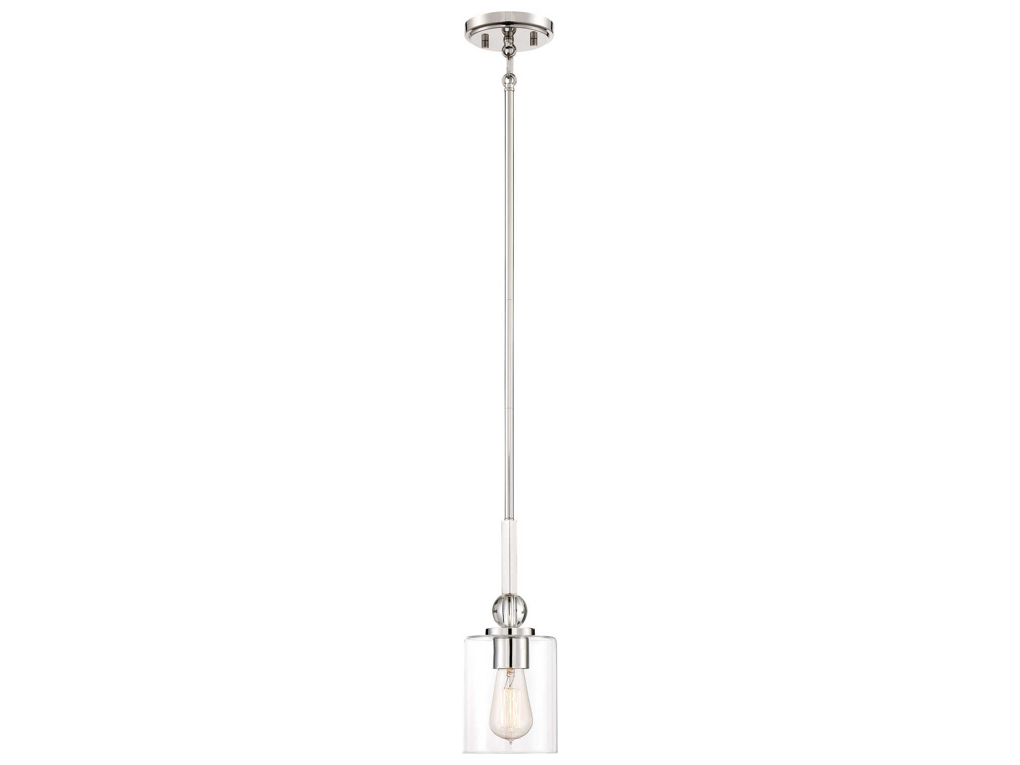 Minka Lavery Studio 1-Light Polished Nickel Glass Cylinder Mini Pendant