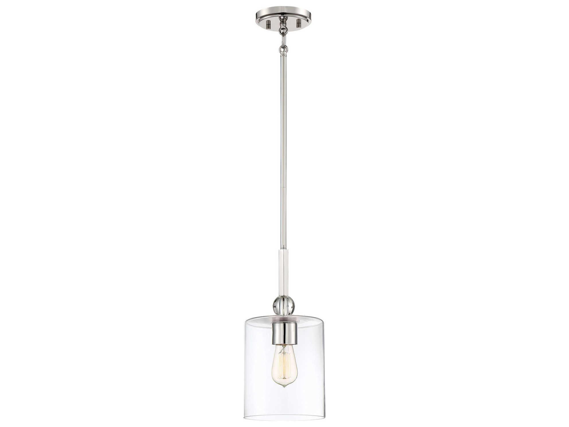 Minka Lavery Studio 1-Light Polished Nickel Glass Cylinder Linear Mini Pendant