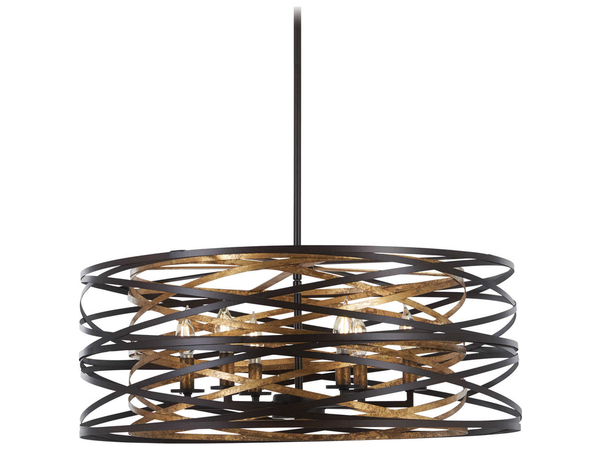 Minka Lavery Vortic Flow 6-Light Dark Bronze Mosaic Gold Candelabra Chandelier
