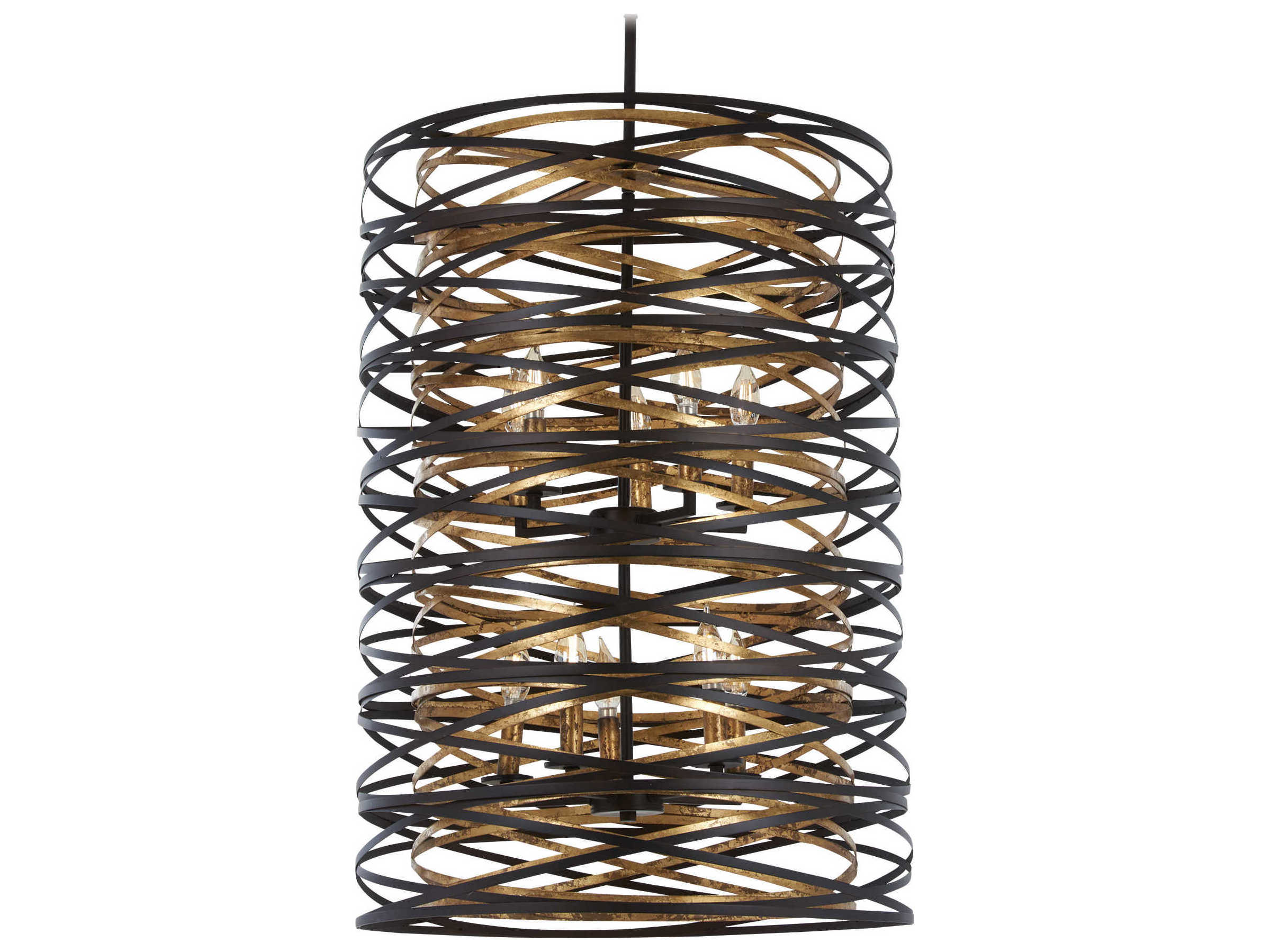 Minka Lavery Vortic Flow 10-Light Dark Bronze Mosaic Gold Candelabra Chandelier