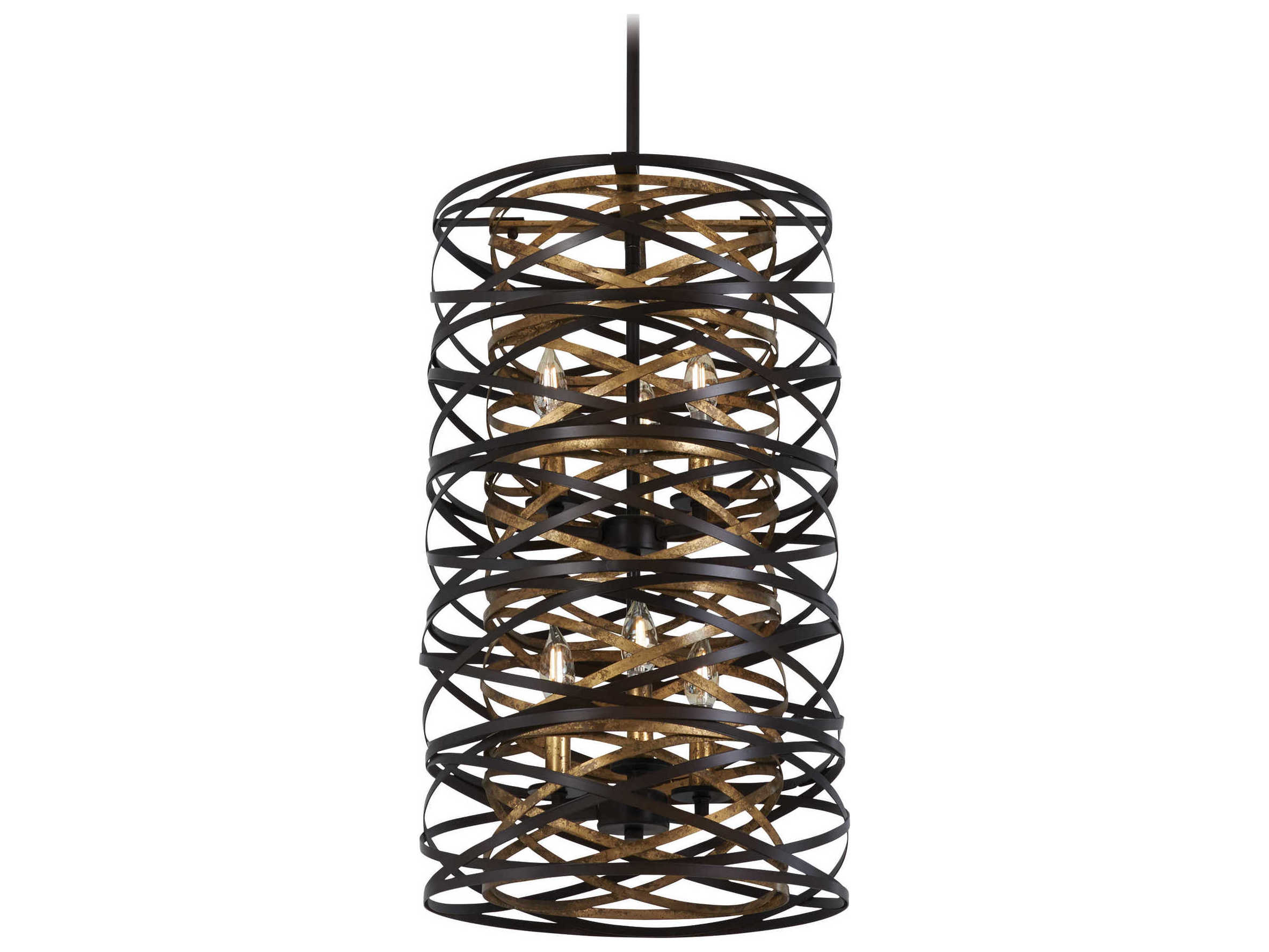 Minka Lavery Vortic Flow 6-Light Dark Bronze Mosaic Gold Candelabra Chandelier