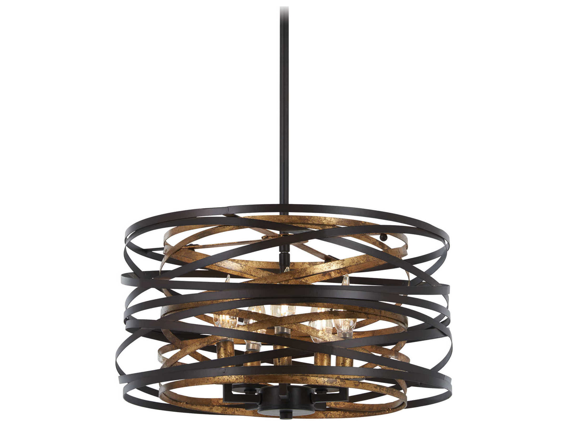 Minka Lavery Vortic Flow 5-Light Dark Bronze Mosaic Gold Candelabra Chandelier