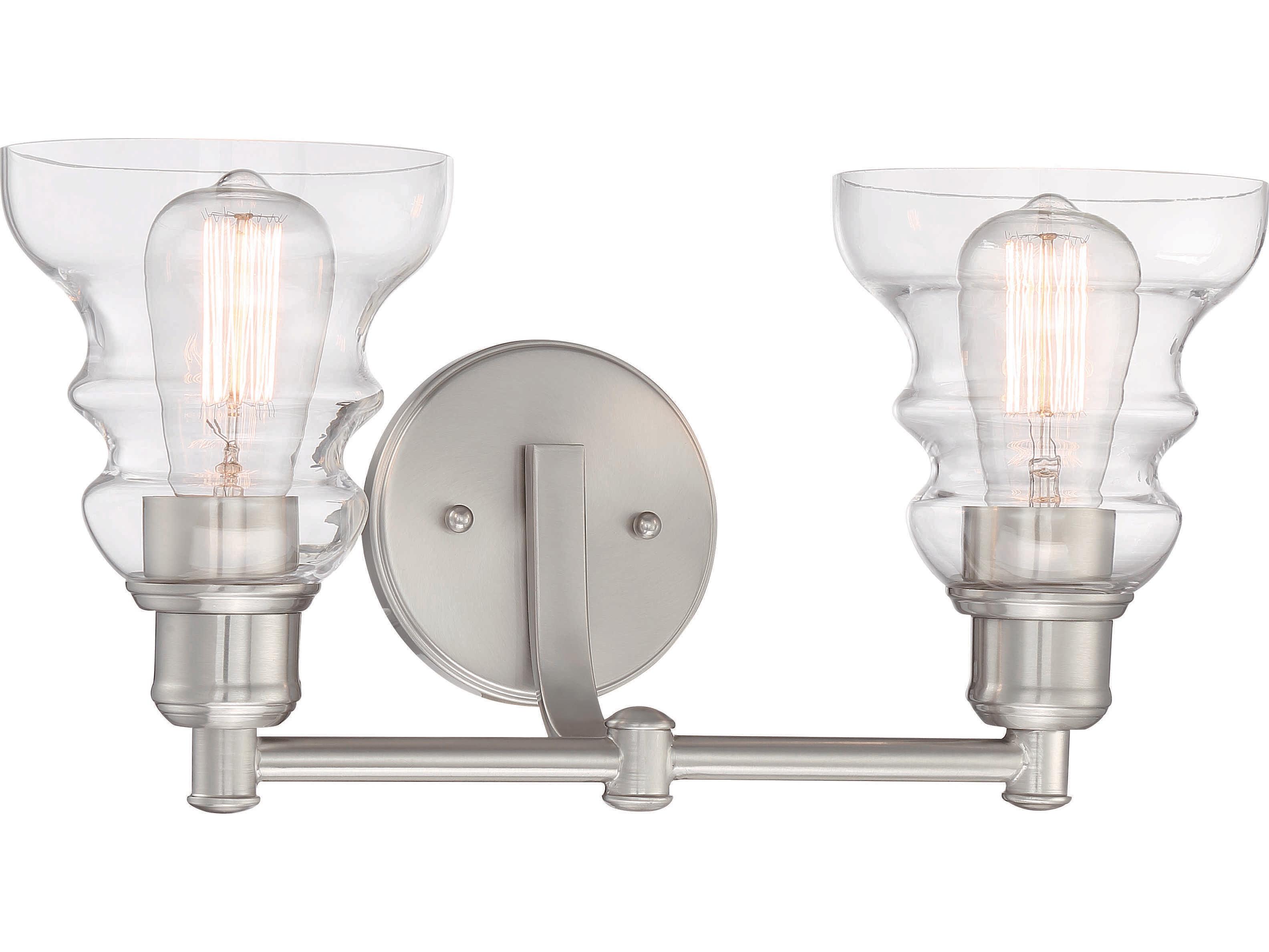 Minka Lavery Waterbury 2-Light Brushed Nickel Glass Vanity Light