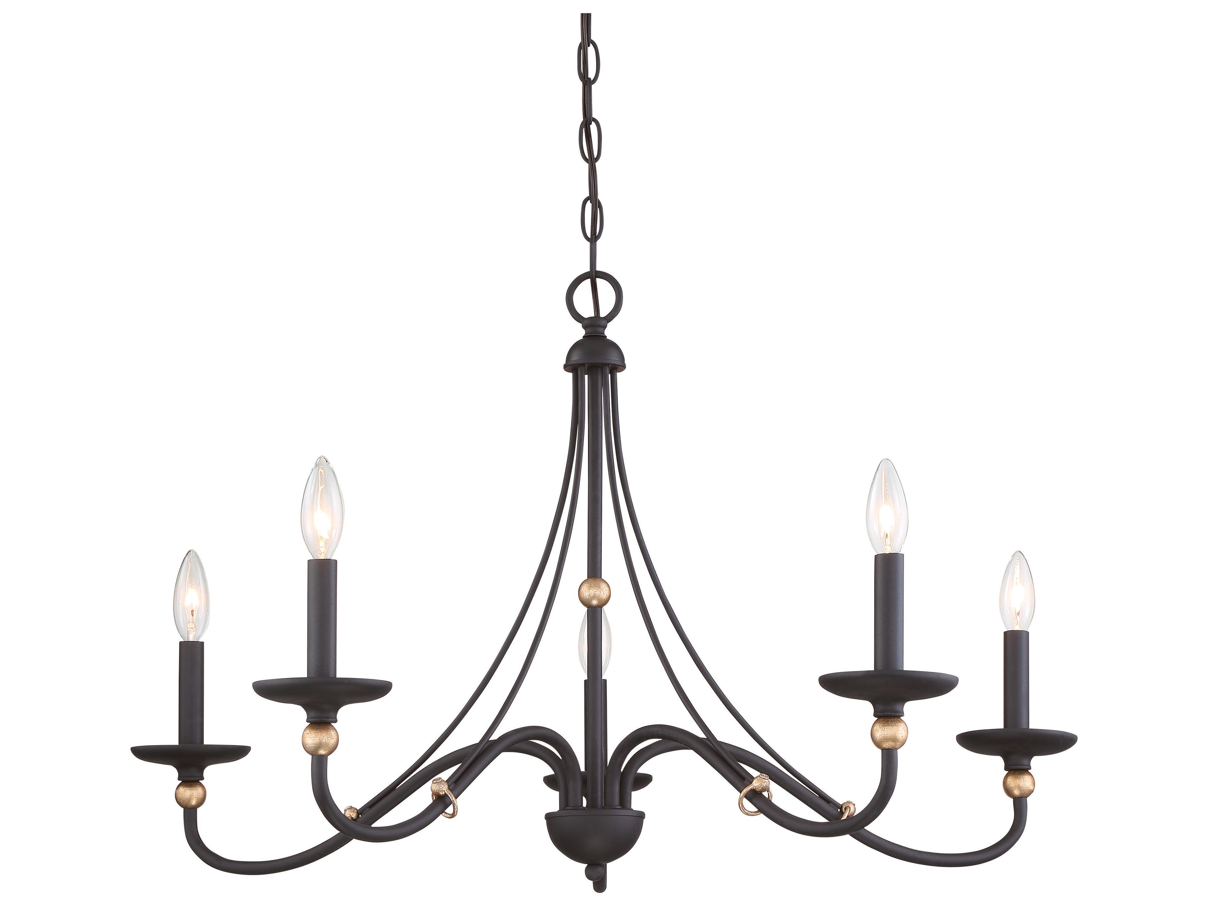 Minka Lavery Westchester County 5-Light Sand Coal Skyline Gold Leaf Black Candelabra Chandelier